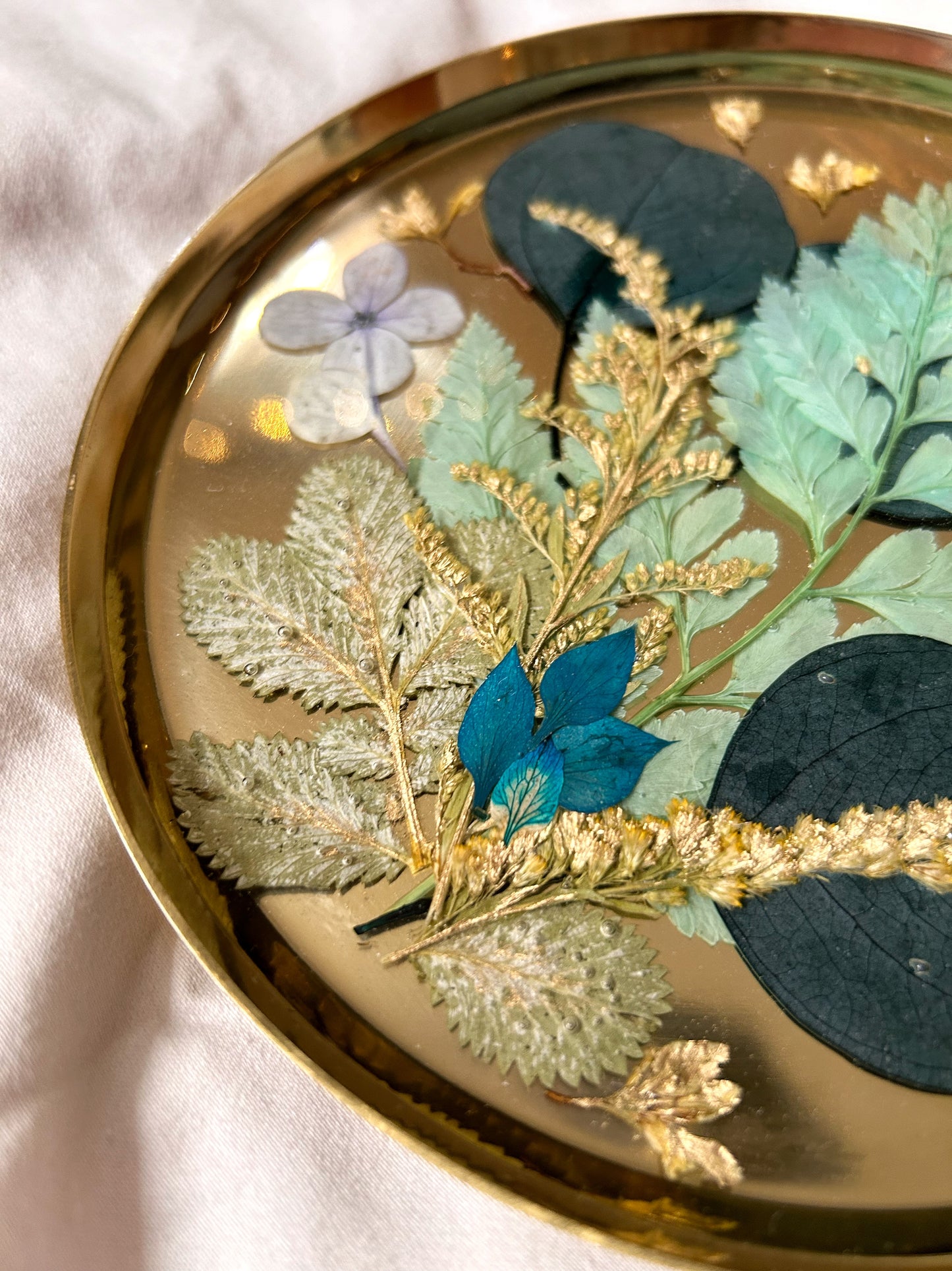 Blue and Gold Floral Jewelry Tray