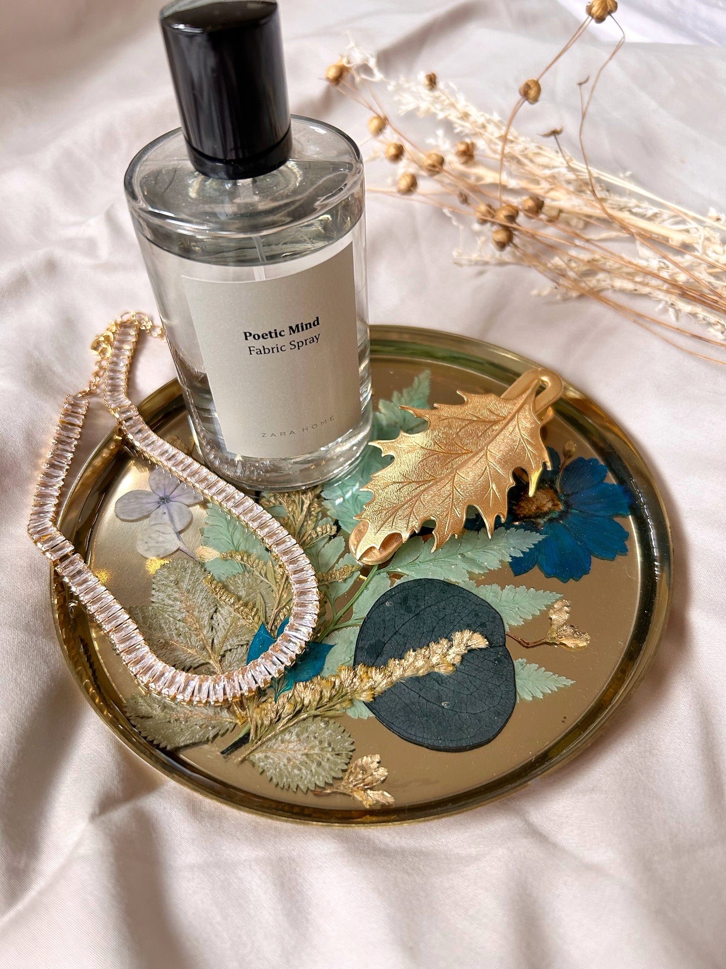Blue and Gold Floral Jewelry Tray