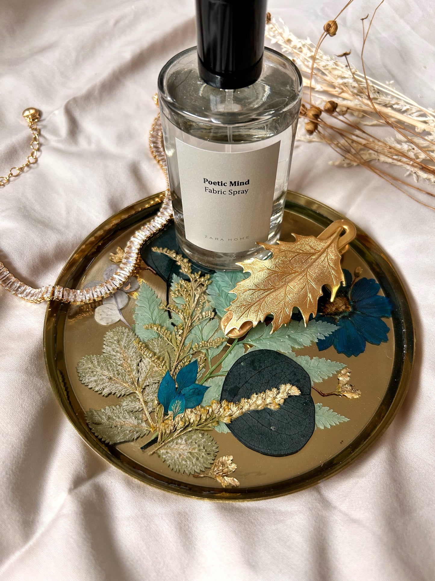Blue and Gold Floral Jewelry Tray