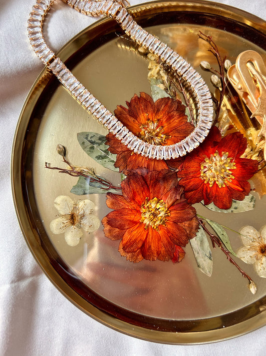 Gold and Orange Dried Flower Jewelry Tray