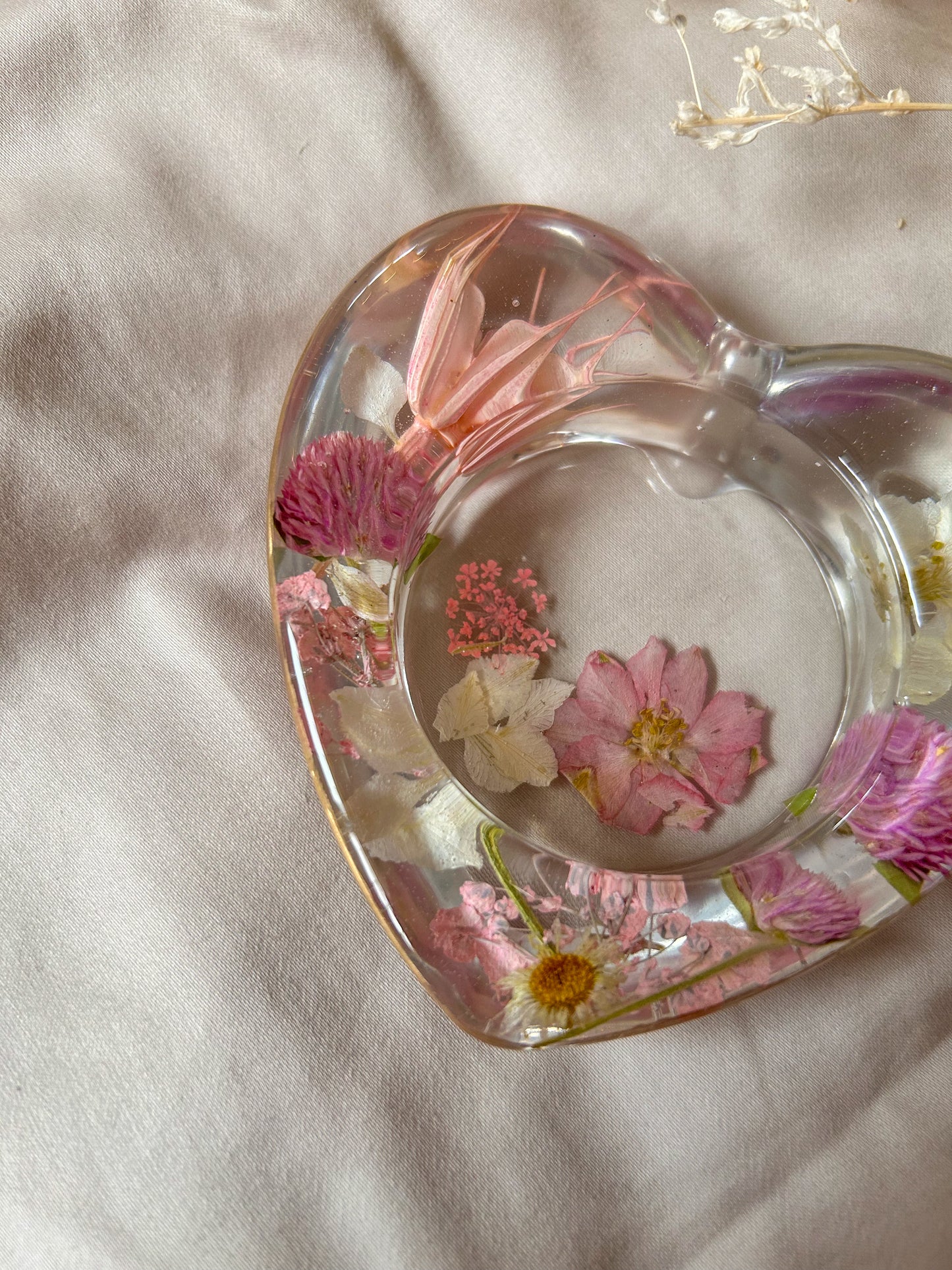 Pink Dried Flower Candle Holder