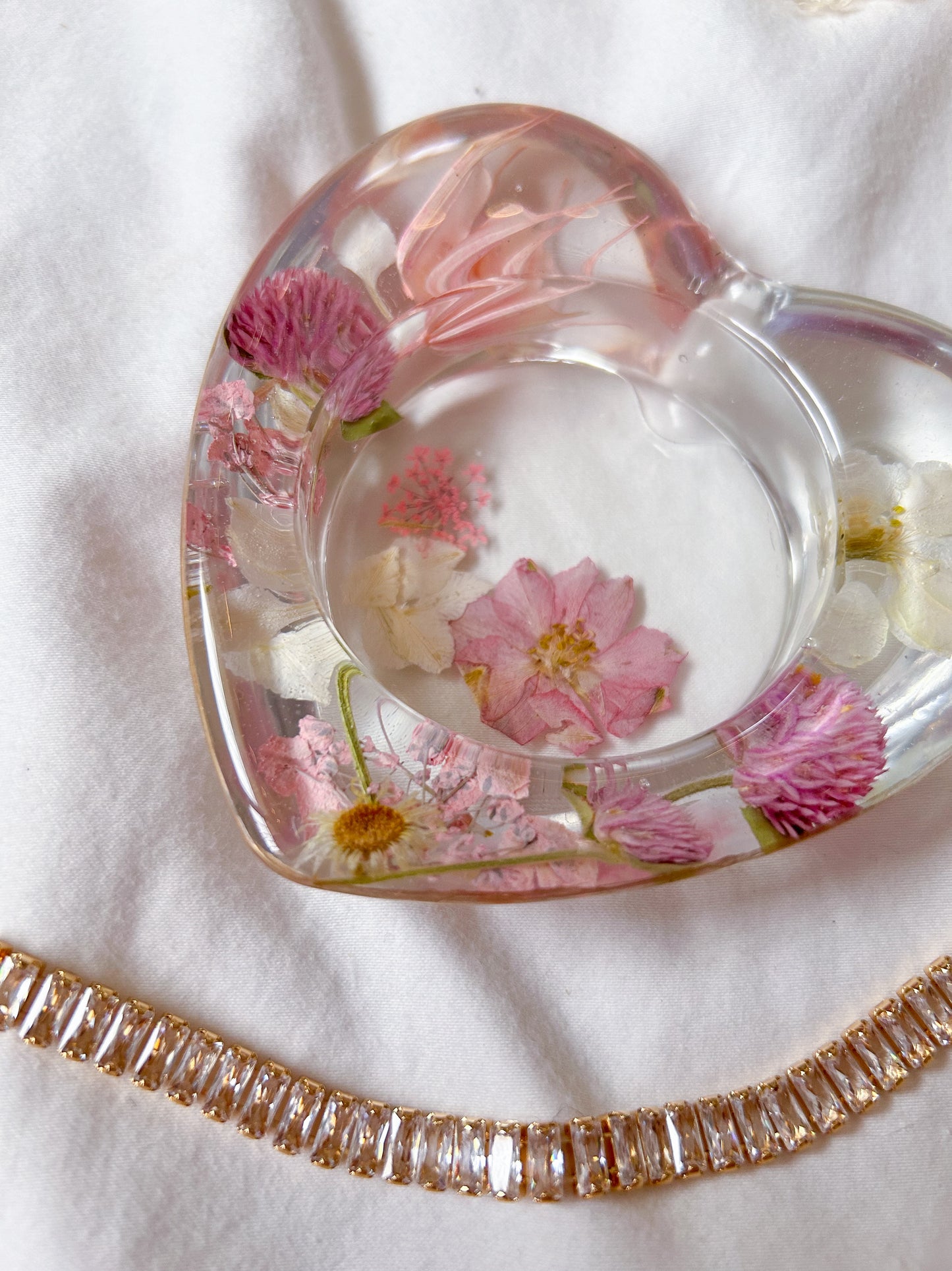Pink Dried Flower Candle Holder