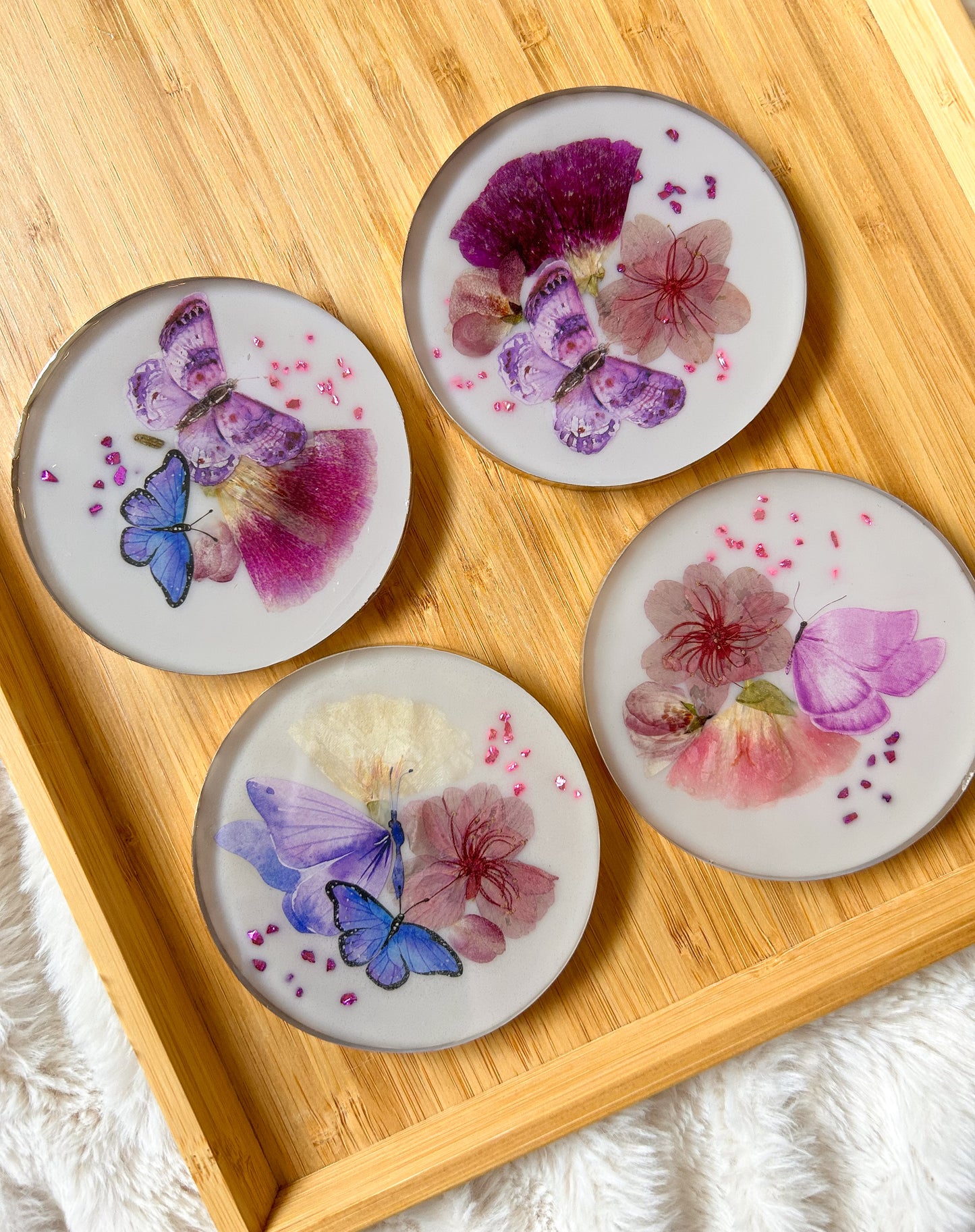 Butterflies and Flowers Coaster Set