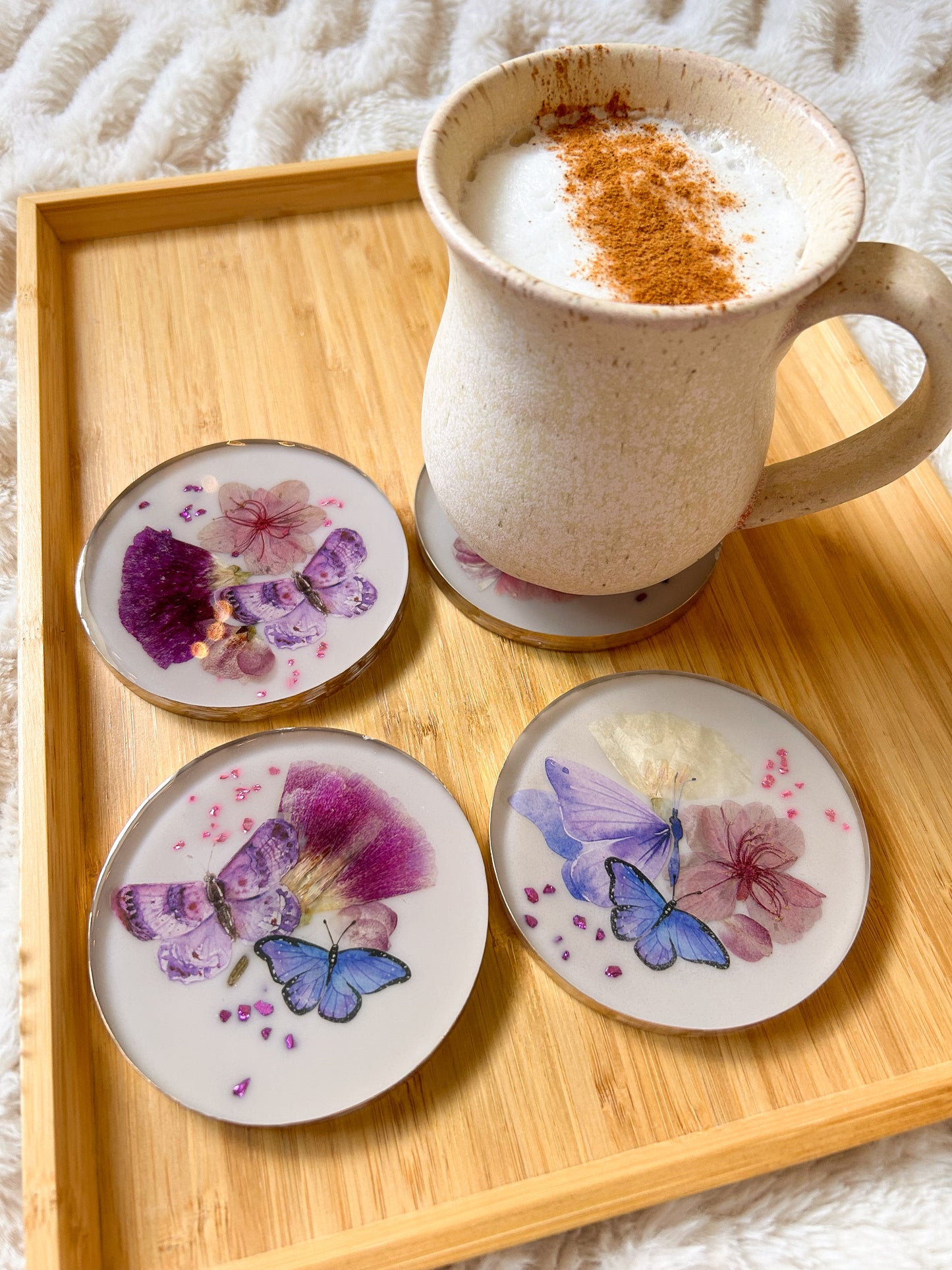 Butterflies and Flowers Coaster Set