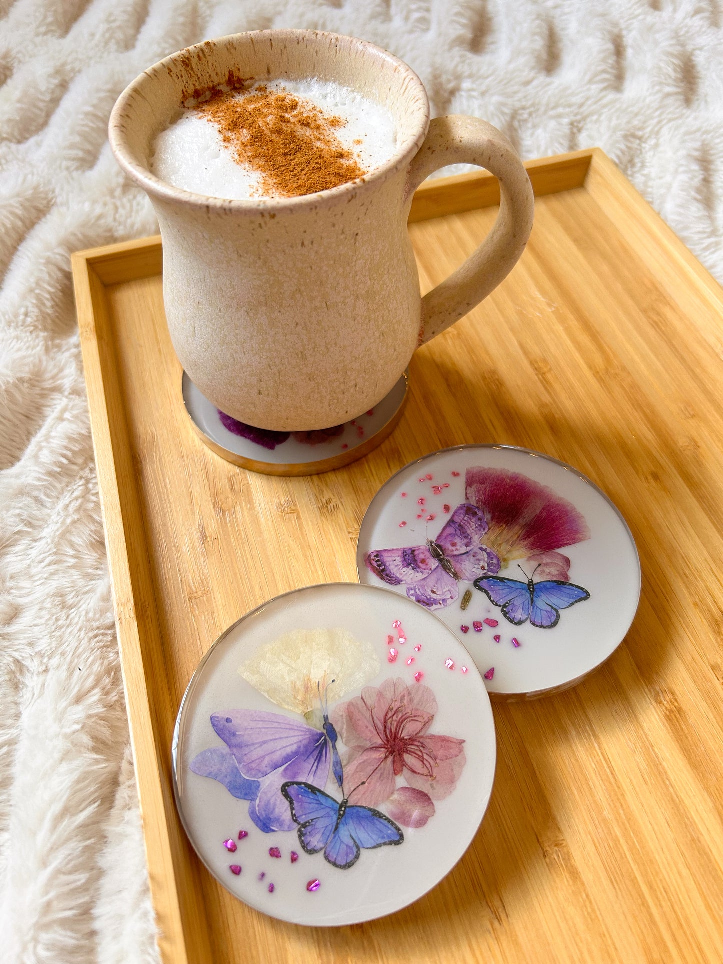 Butterflies and Flowers Coaster Set