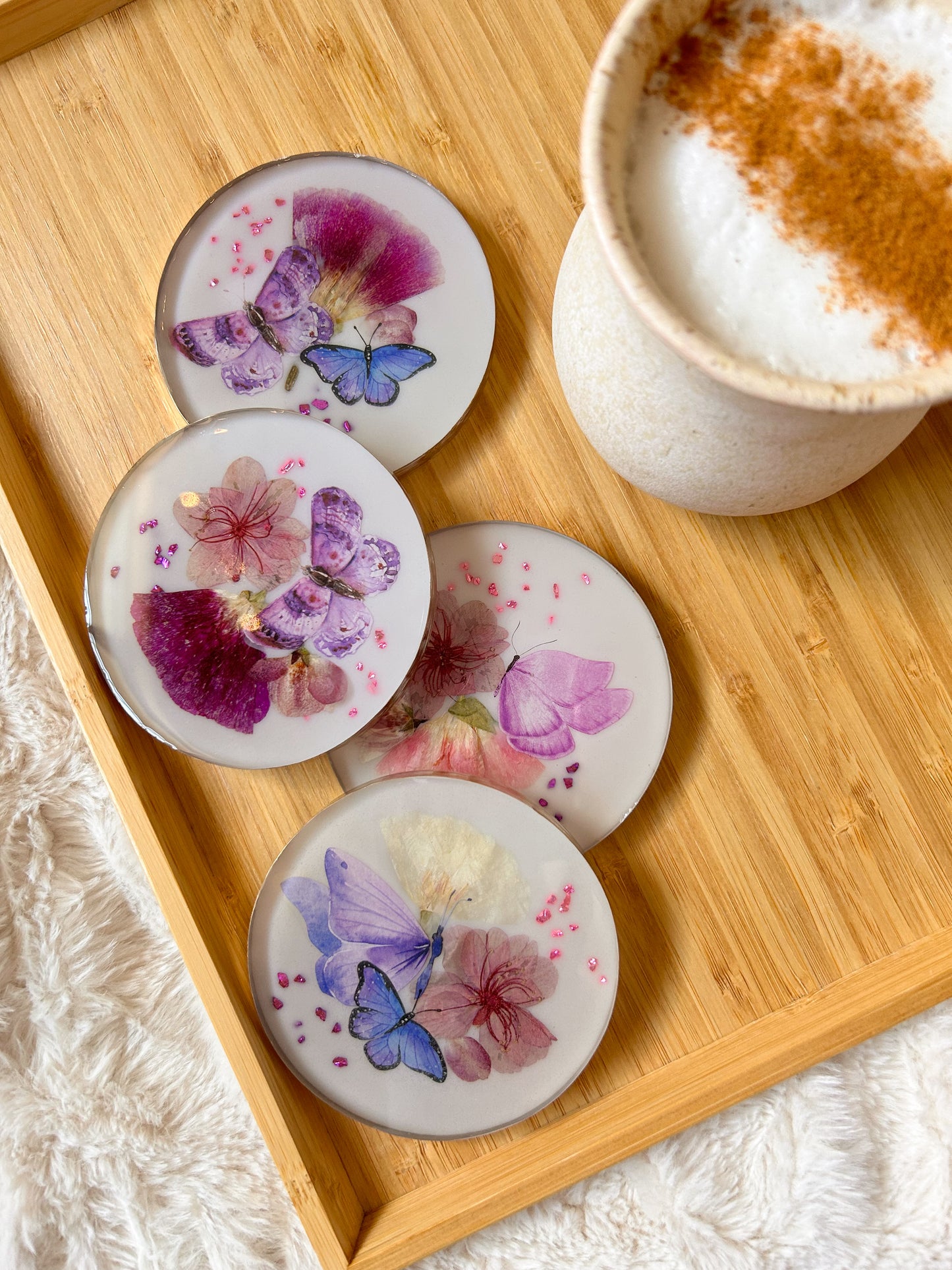 Butterflies and Flowers Coaster Set