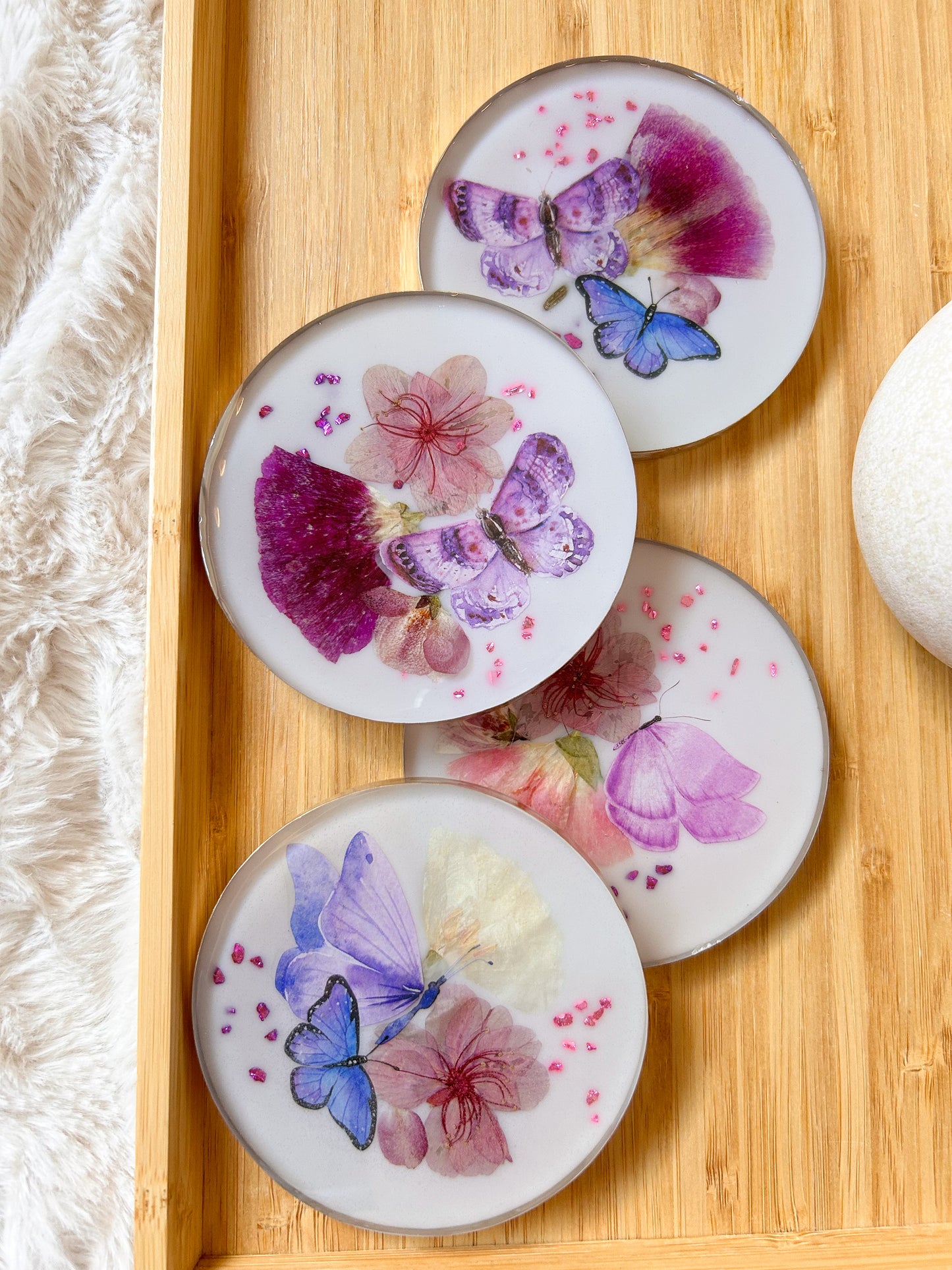 Butterflies and Flowers Coaster Set