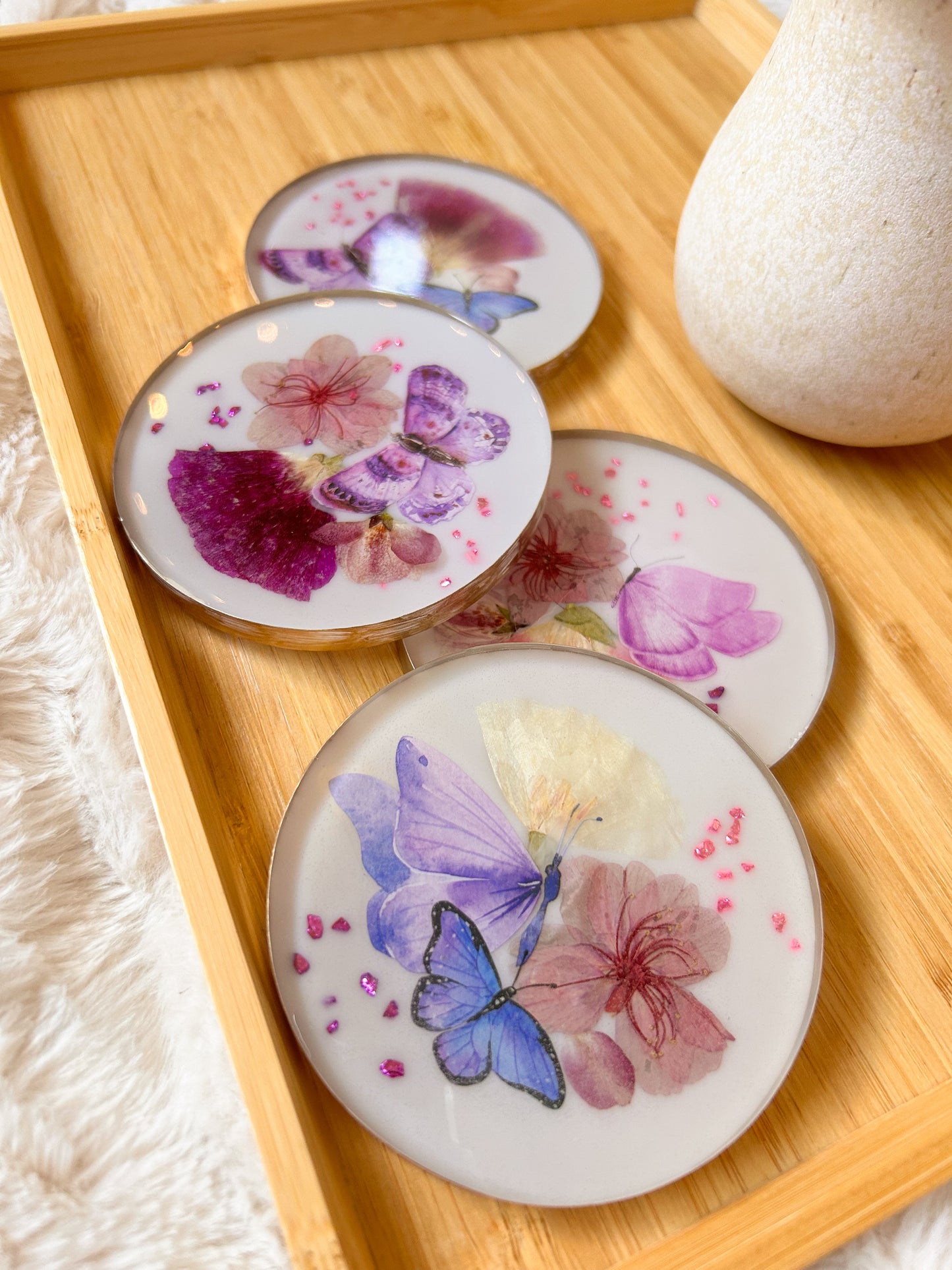 Butterflies and Flowers Coaster Set