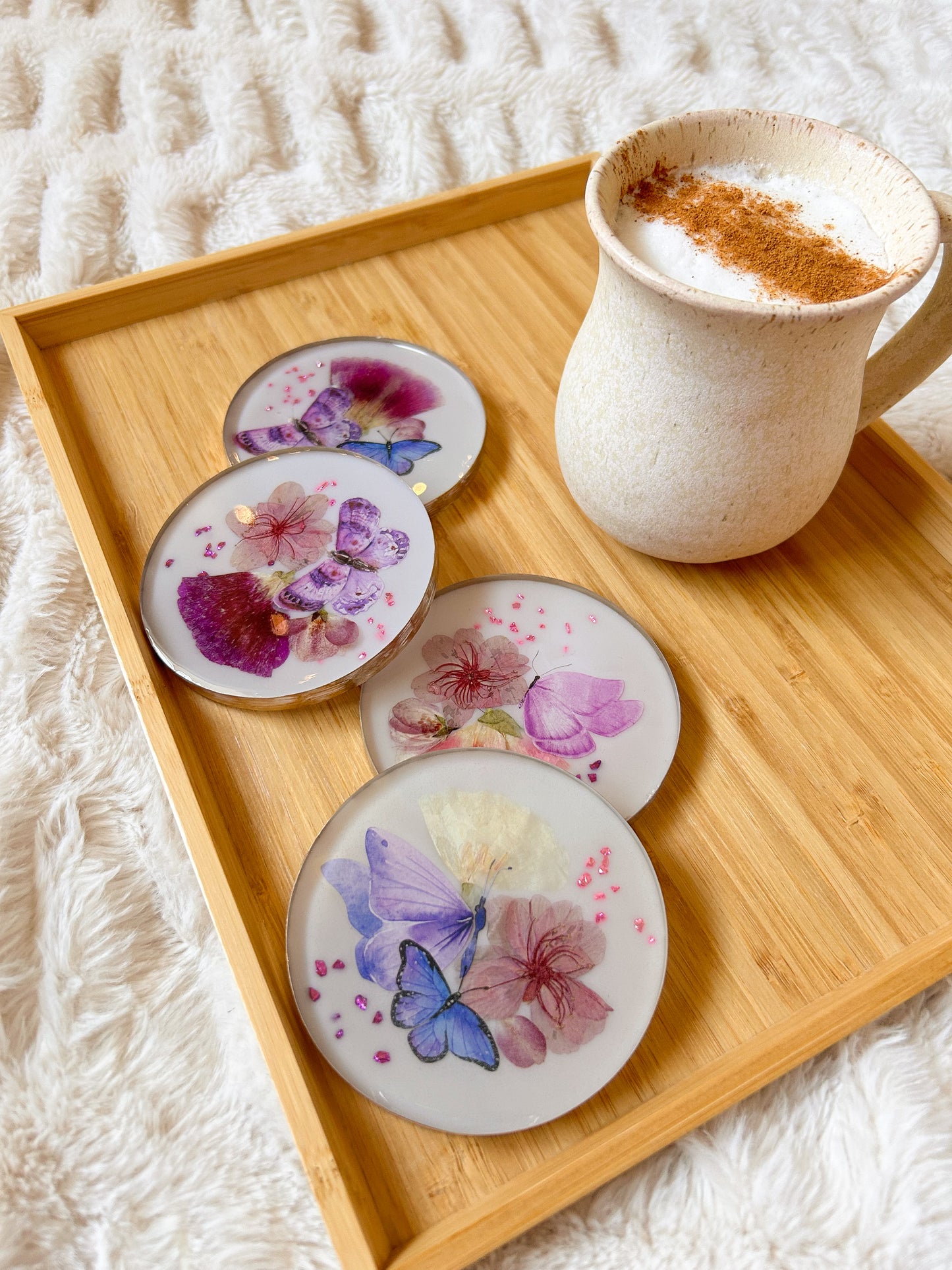 Butterflies and Flowers Coaster Set