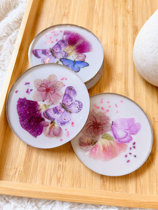 Butterflies and Flowers Coaster Set