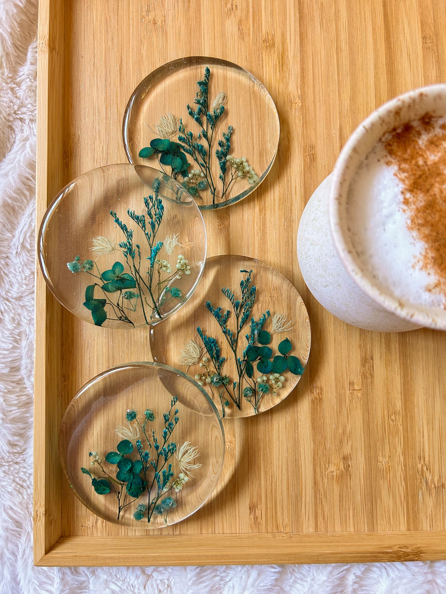 Blue and Teal Floral Coasters