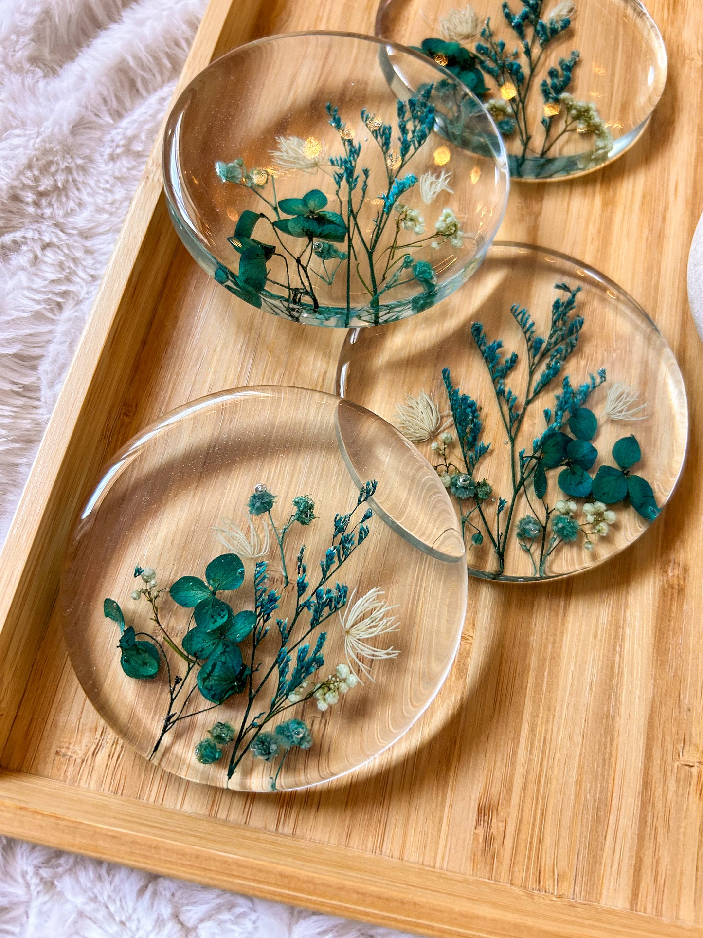 Blue and Teal Floral Coasters