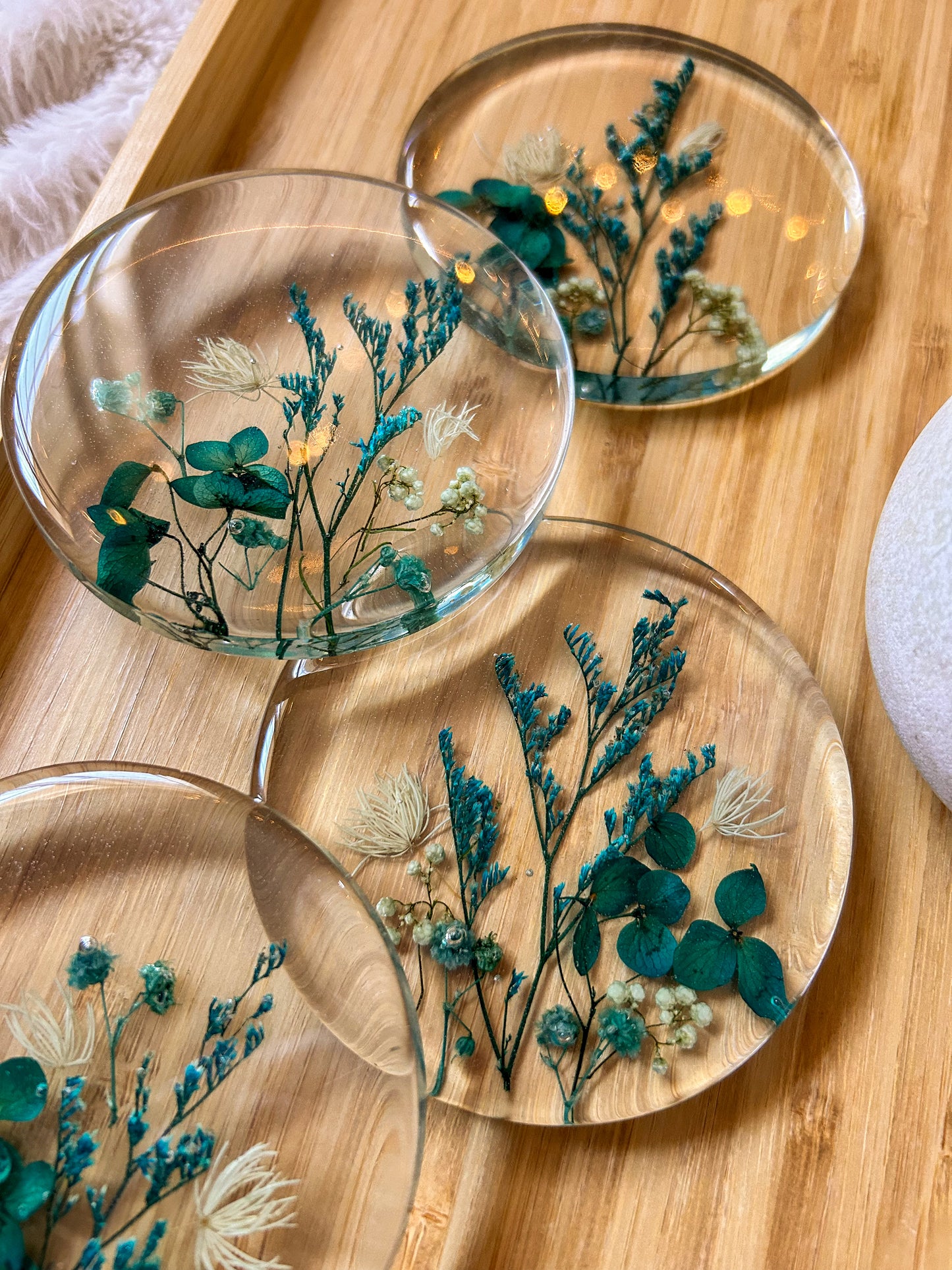Blue and Teal Floral Coasters