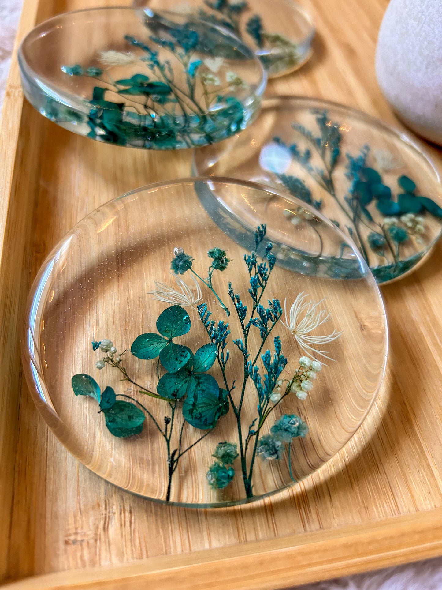 Blue and Teal Floral Coasters