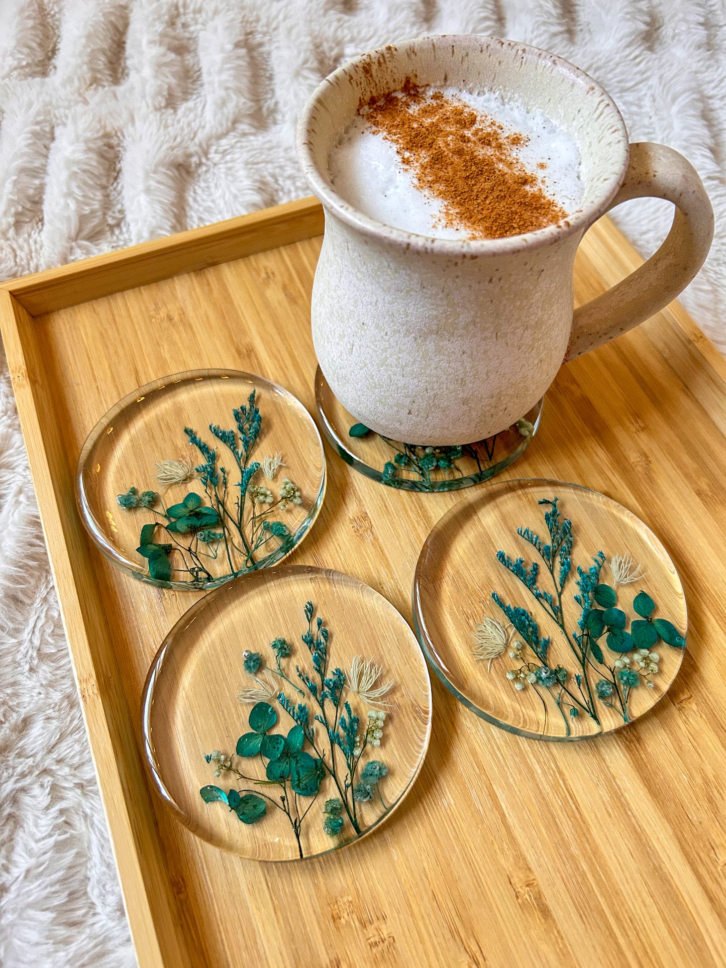 Blue and Teal Floral Coasters
