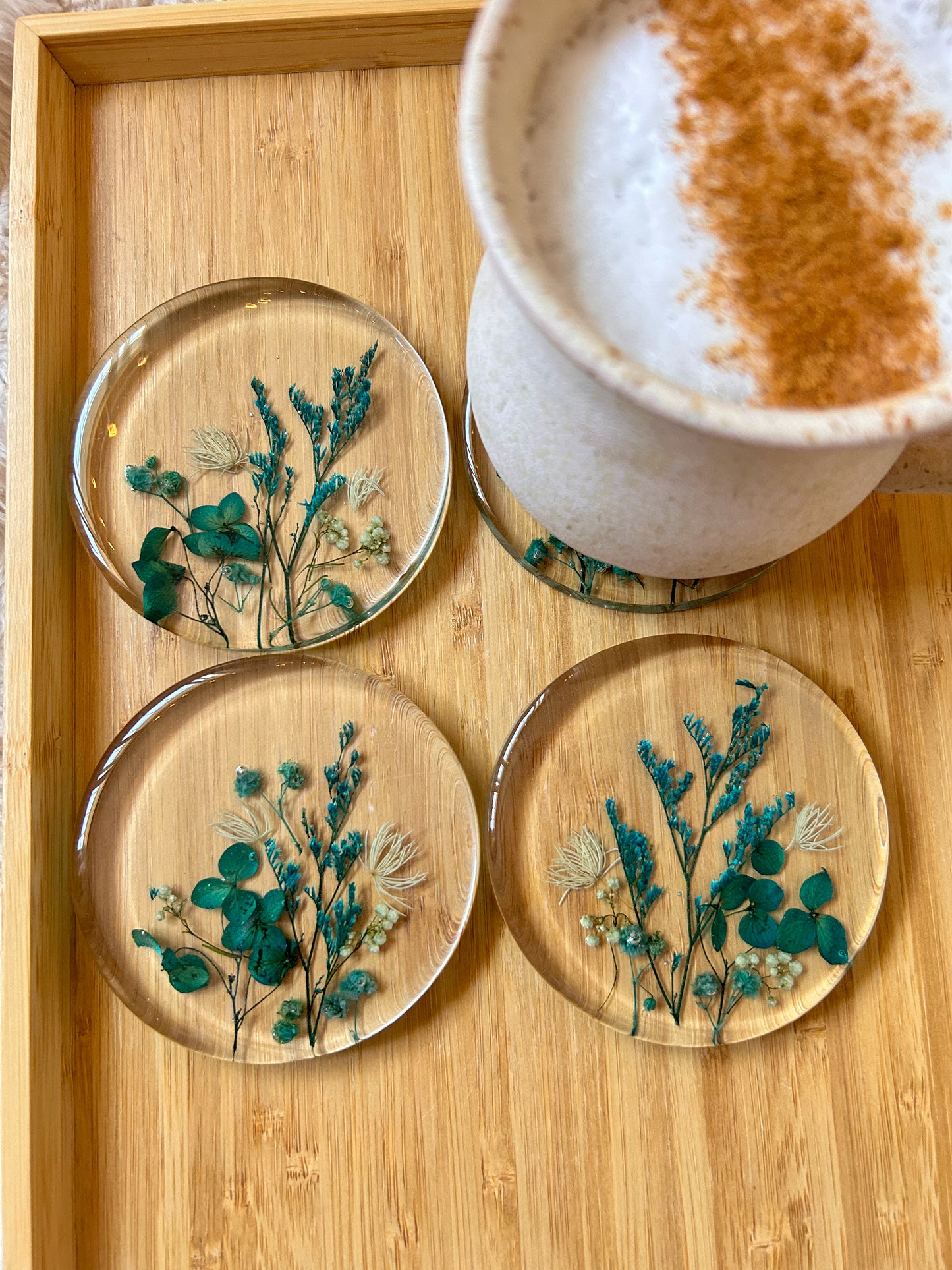Blue and Teal Floral Coasters