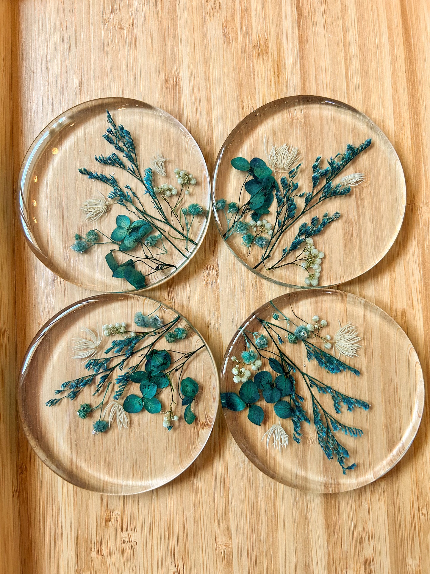 Blue and Teal Floral Coasters