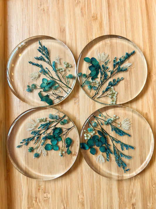 Blue and Teal Floral Coasters