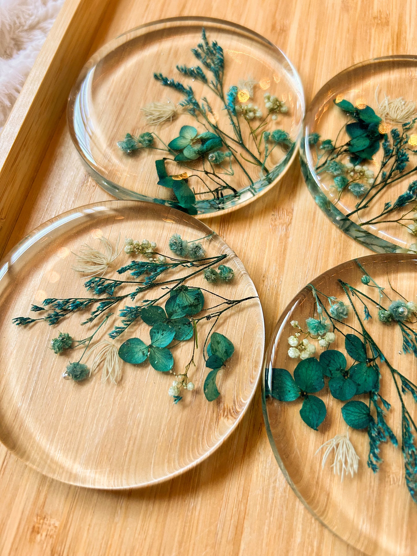 Blue and Teal Floral Coasters