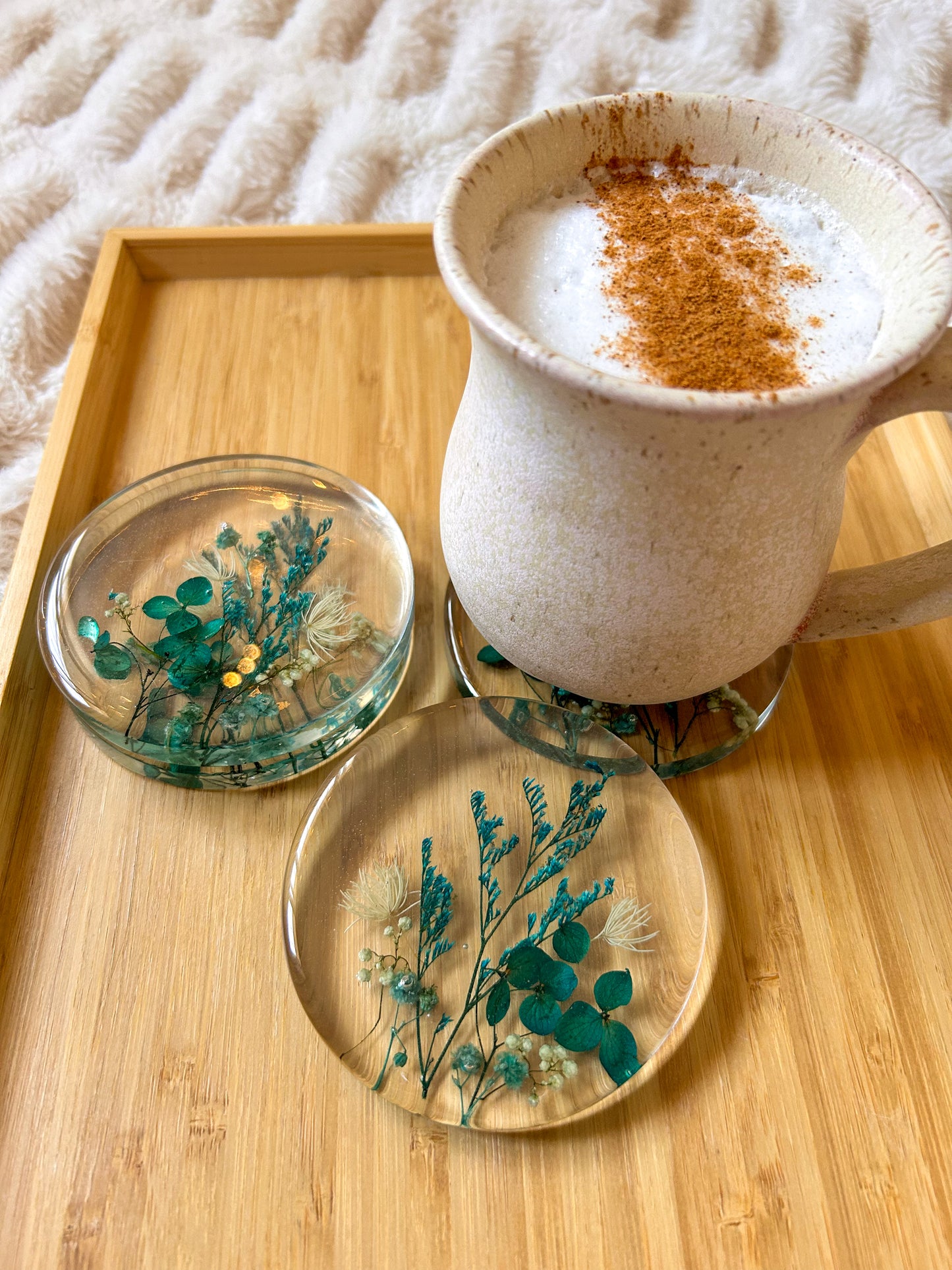 Blue and Teal Floral Coasters