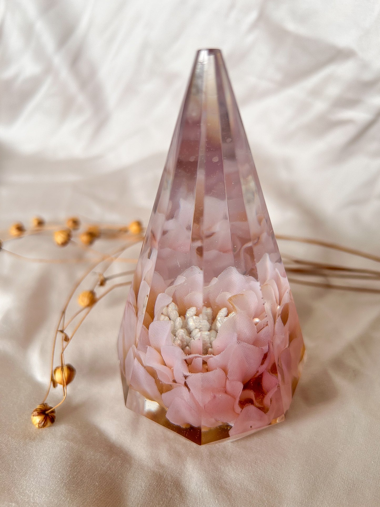 Pink Flower Crystal Ring Tree