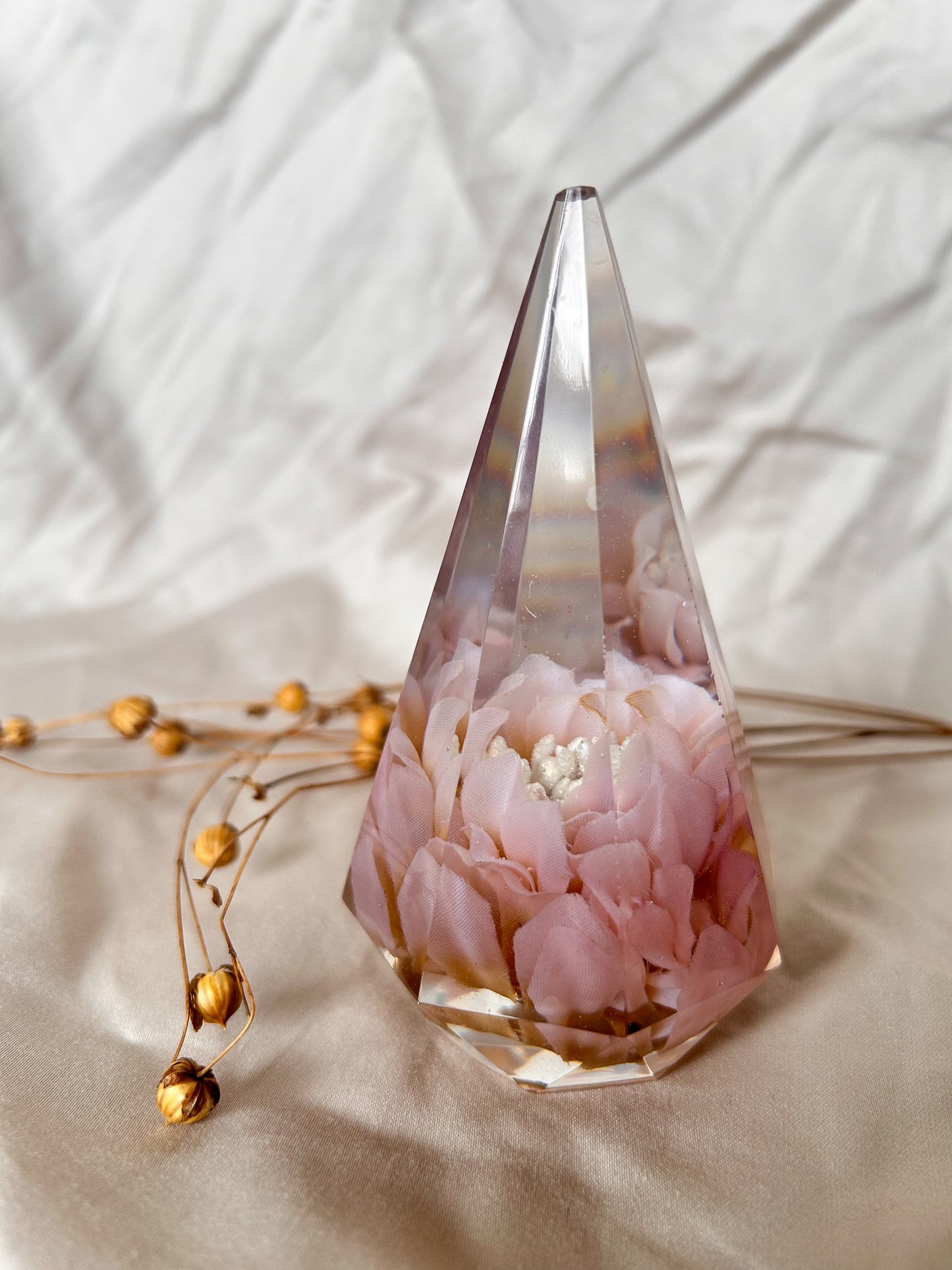 Pink Flower Crystal Ring Tree