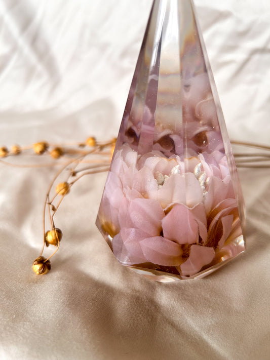Pink Flower Crystal Ring Tree