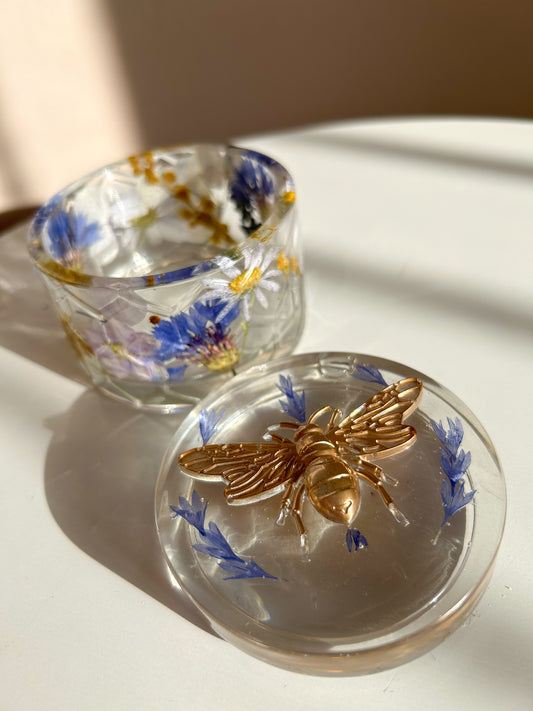 Floral Resin Bee Jar