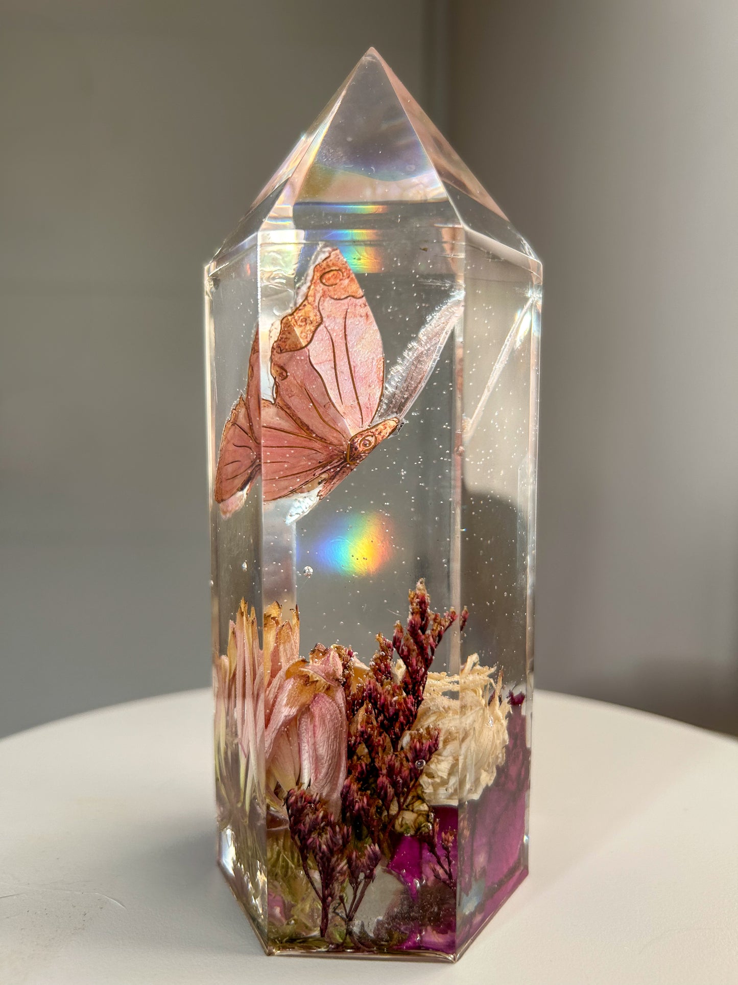 Romantic Butterfly and Flowers Resin Crystal