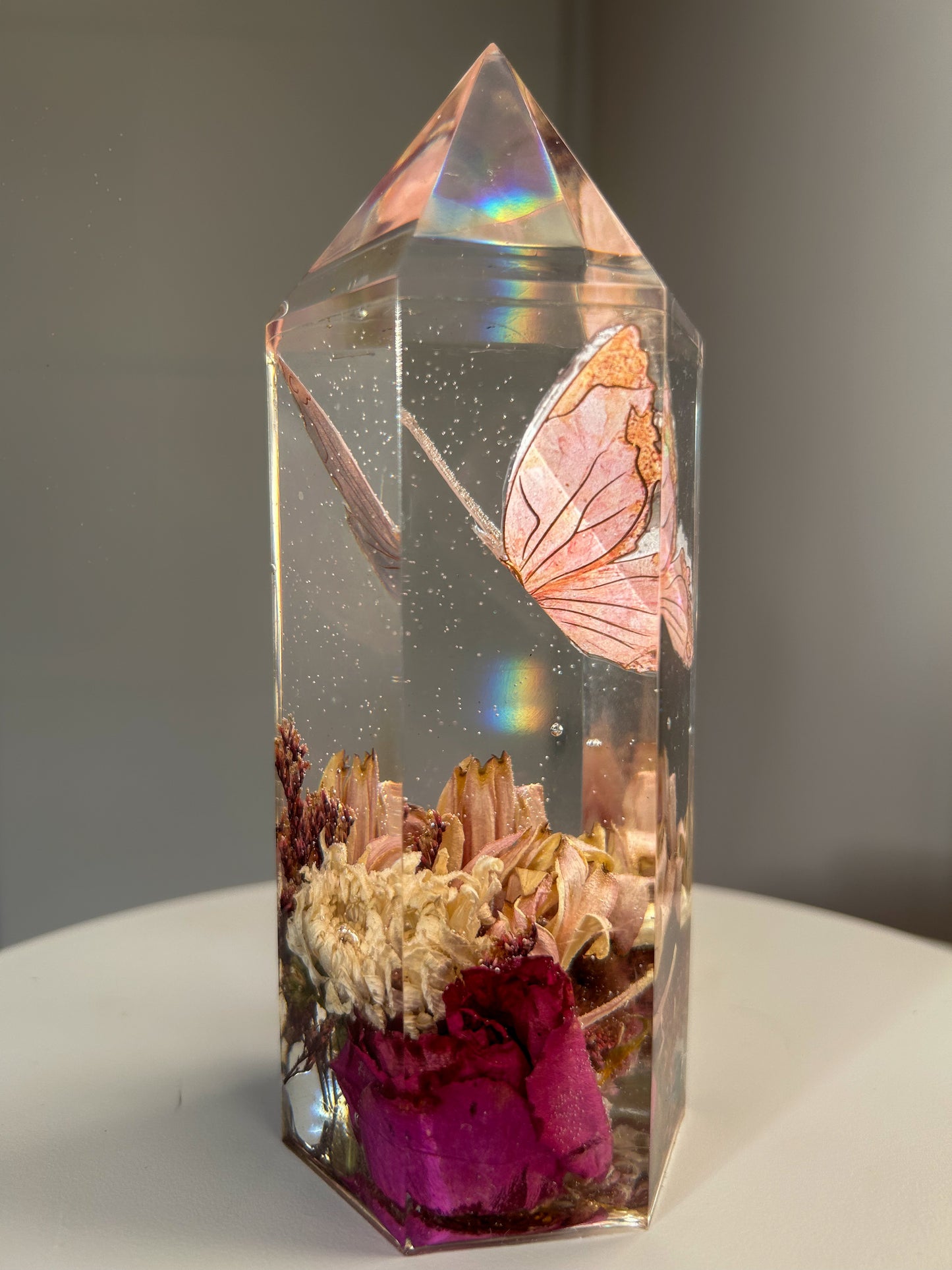 Romantic Butterfly and Flowers Resin Crystal