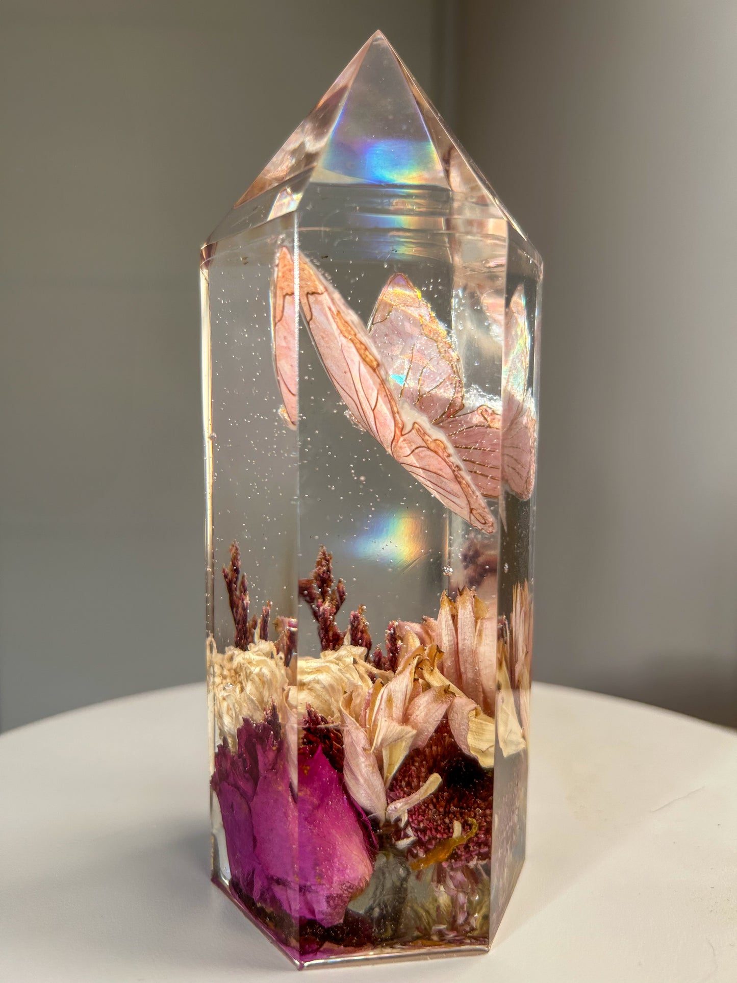 Romantic Butterfly and Flowers Resin Crystal