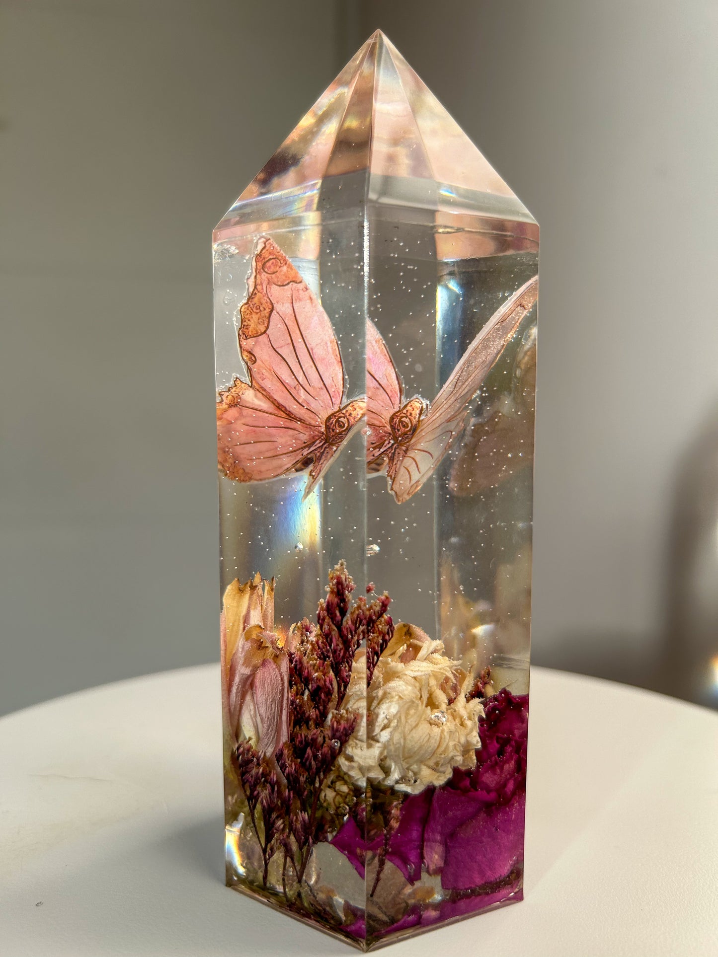 Romantic Butterfly and Flowers Resin Crystal