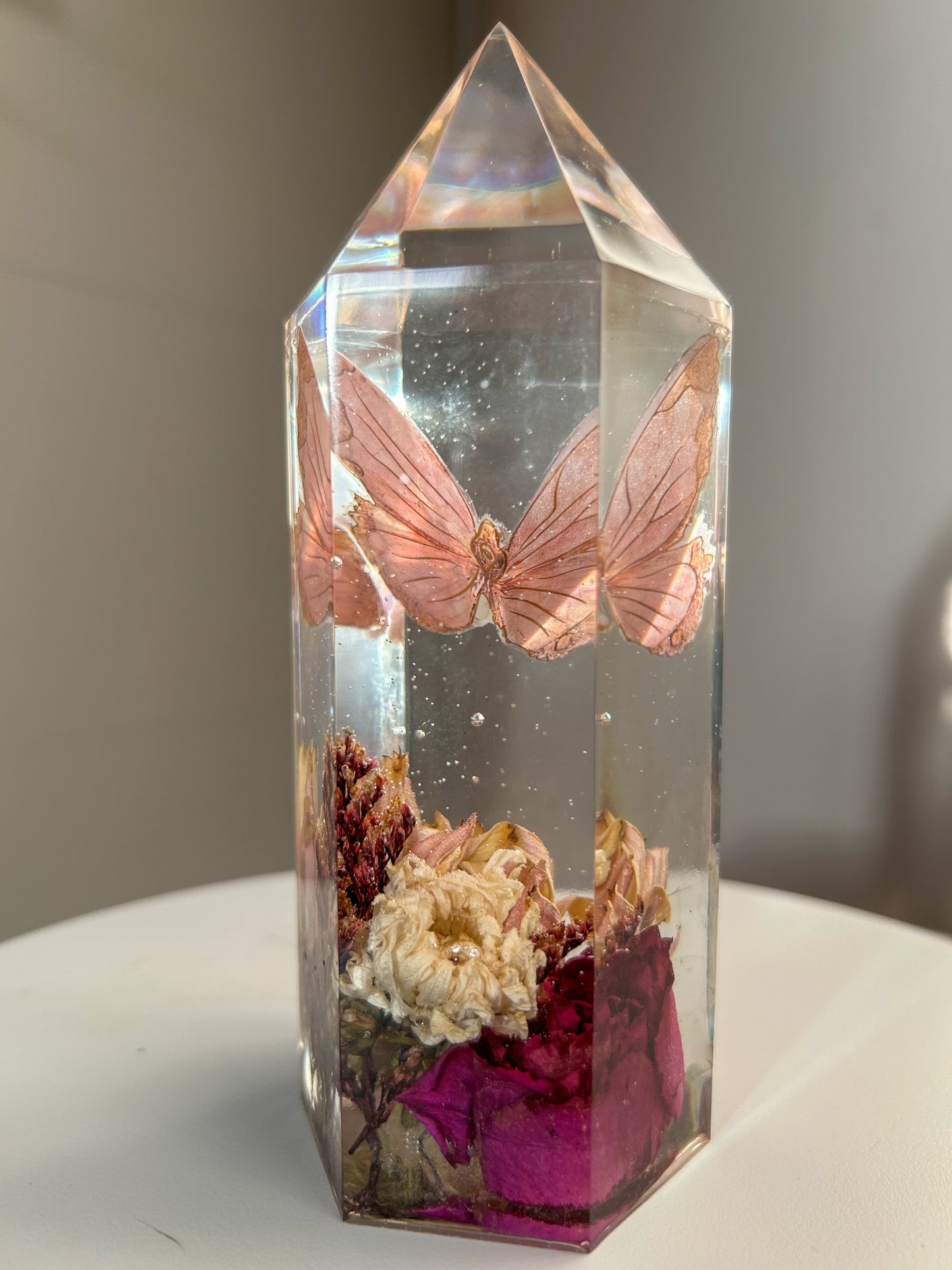Romantic Butterfly and Flowers Resin Crystal