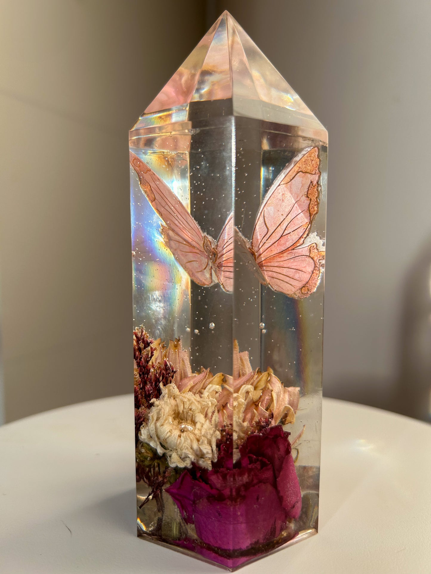 Romantic Butterfly and Flowers Resin Crystal