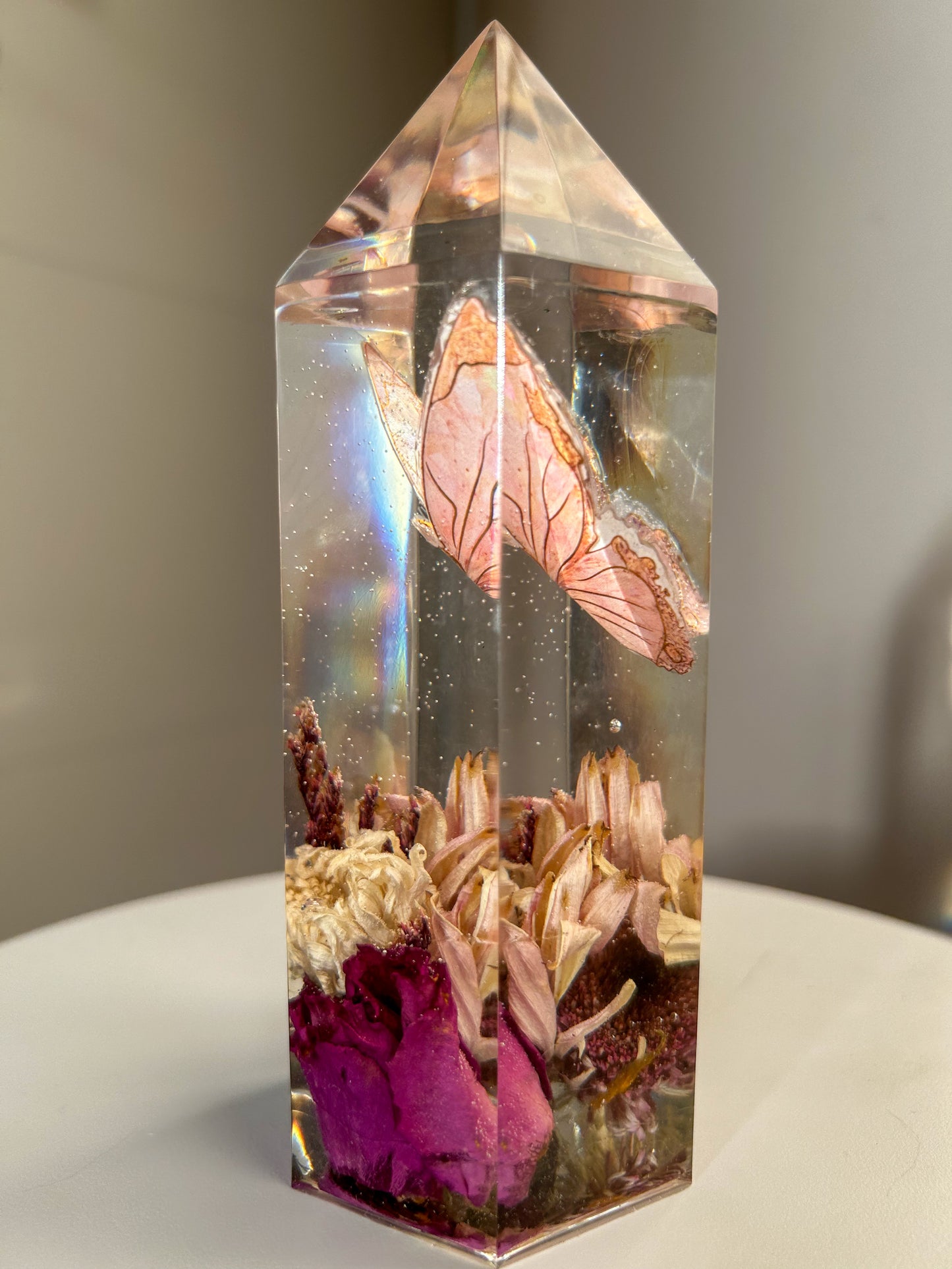 Romantic Butterfly and Flowers Resin Crystal