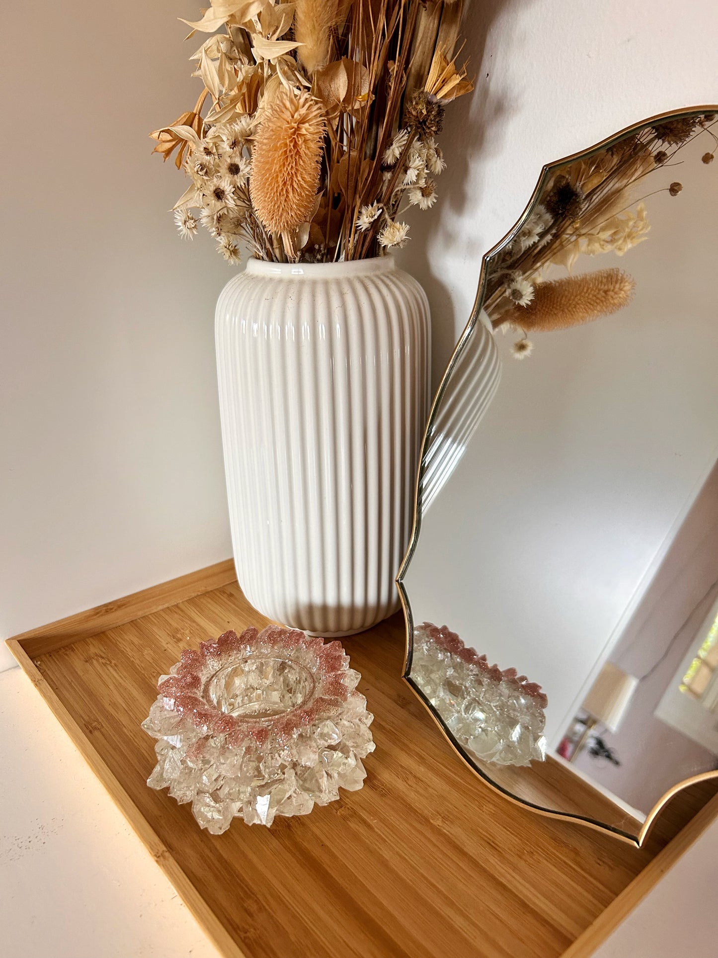 Rose Gold Ombre Resin Crystal Candle Holder