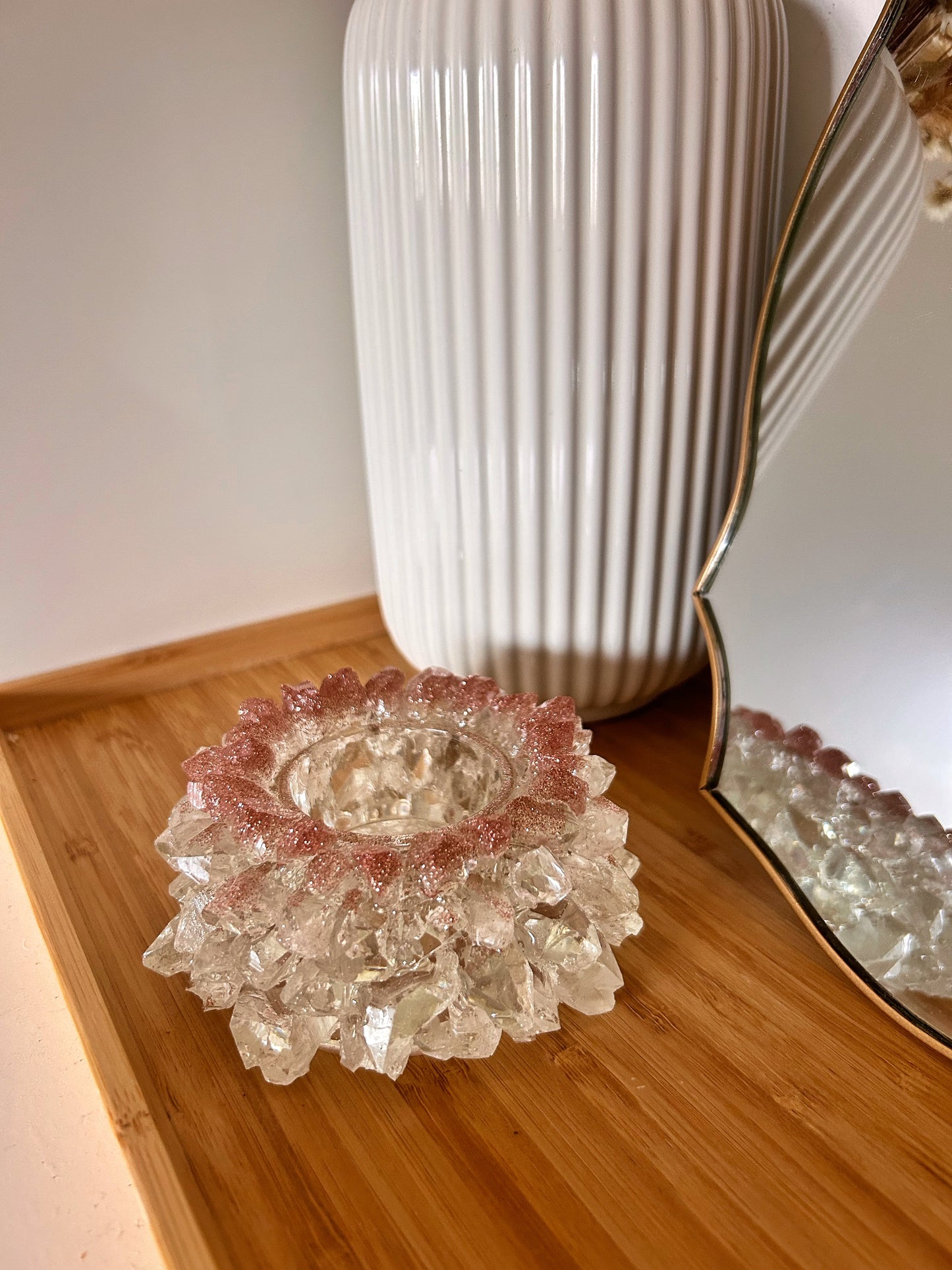 Rose Gold Ombre Resin Crystal Candle Holder