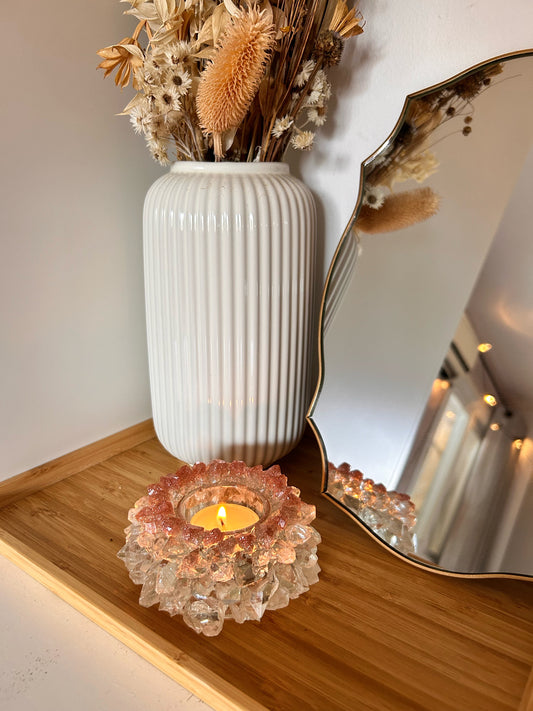 Rose Gold Ombre Resin Crystal Candle Holder