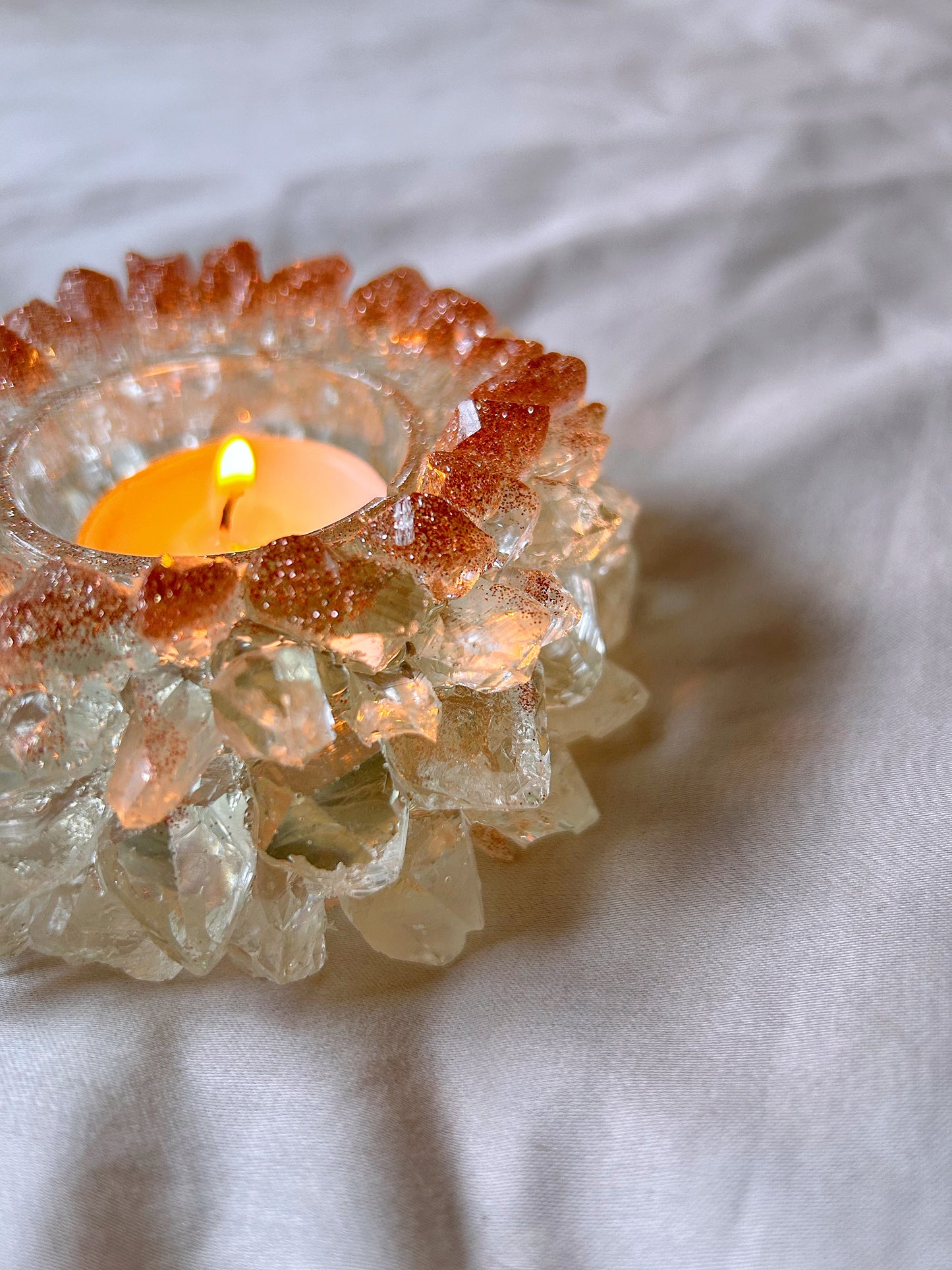 Rose Gold Ombre Resin Crystal Candle Holder