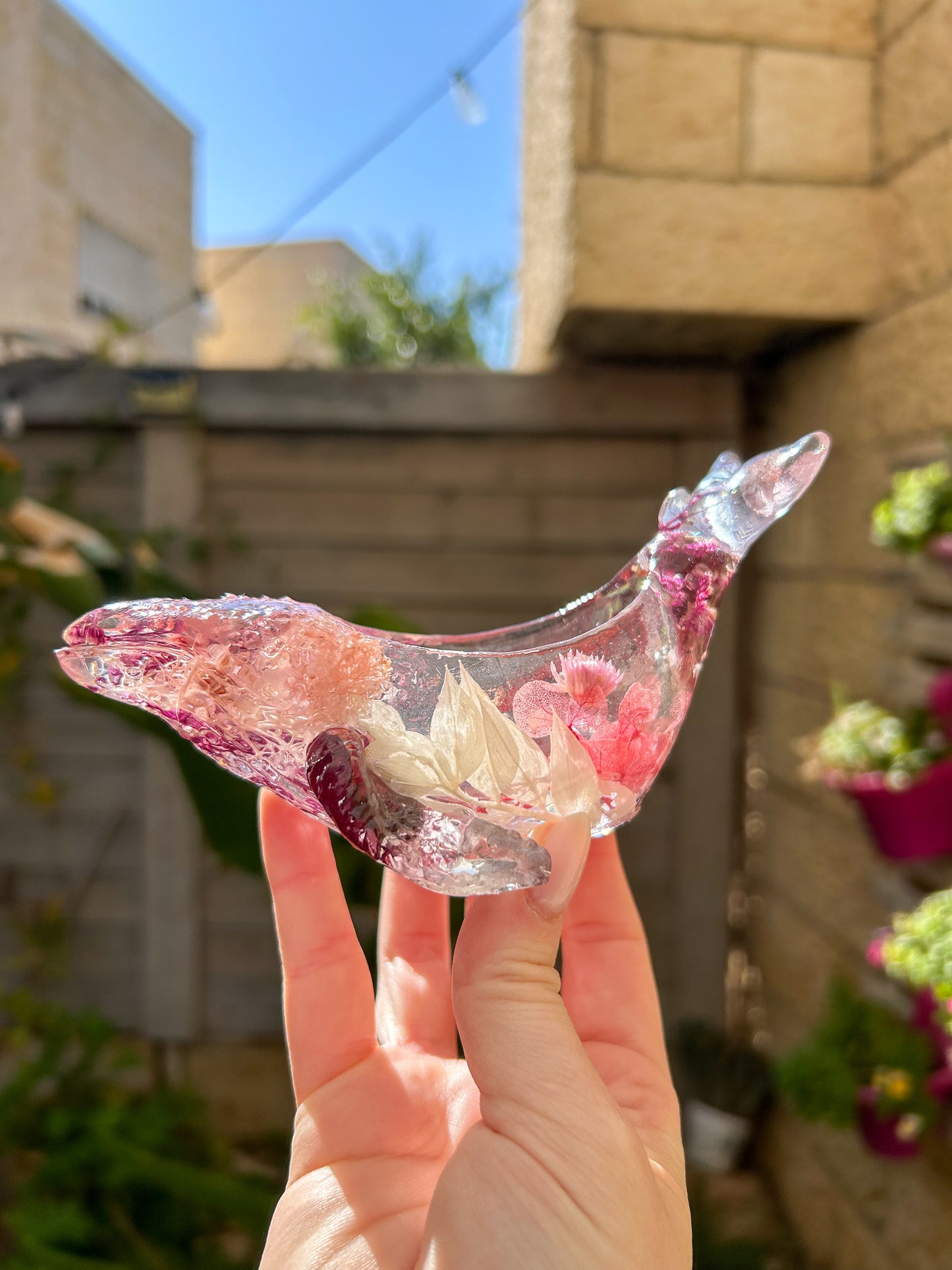 Pink Whale Floral Ring Dish