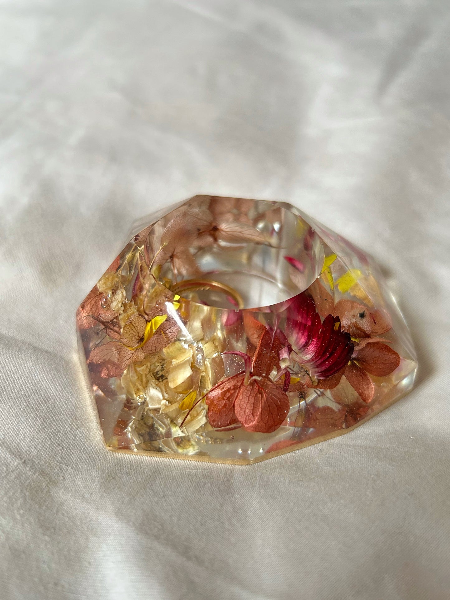 Diamond Resin Dried Flower Candle and Ring Holder