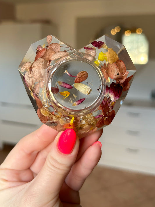Diamond Resin Dried Flower Candle and Ring Holder