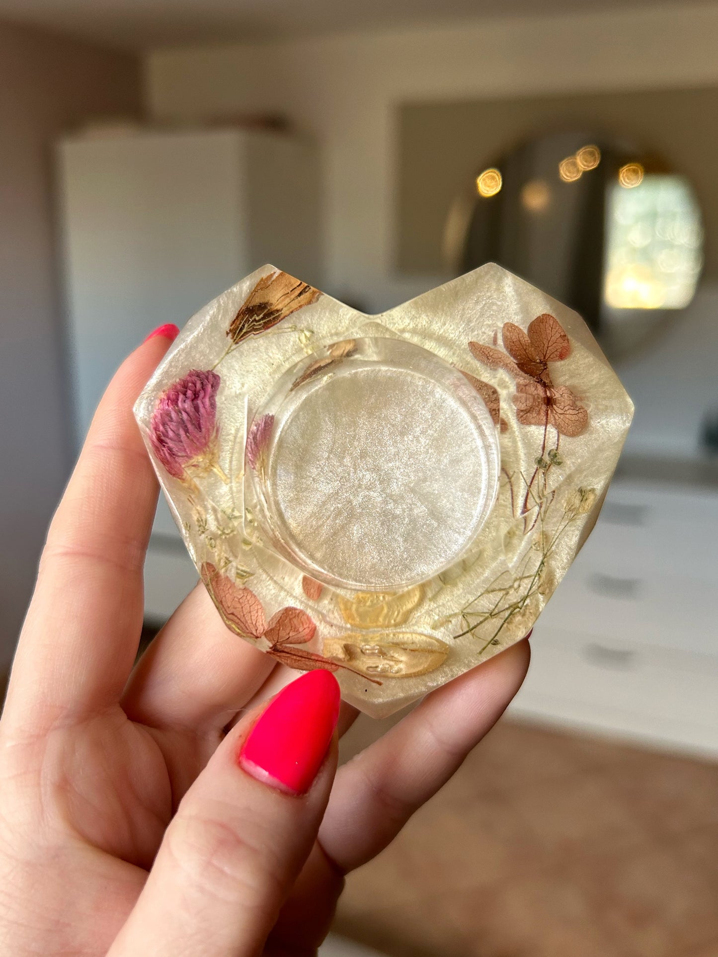 Diamond Resin Heart Ring and Candle Holder