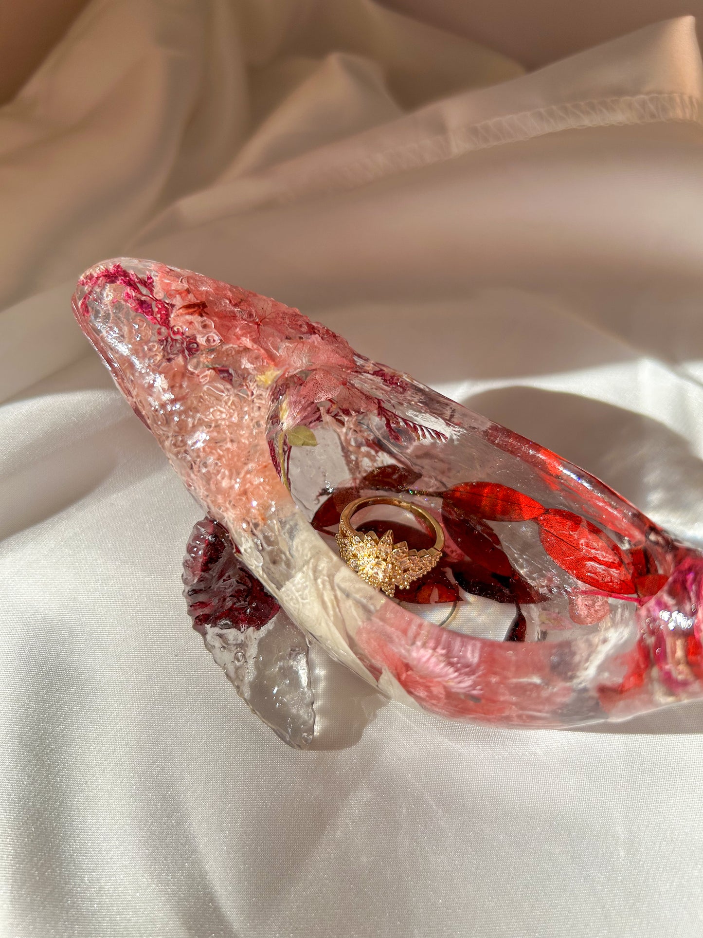 Pink Whale Floral Ring Dish