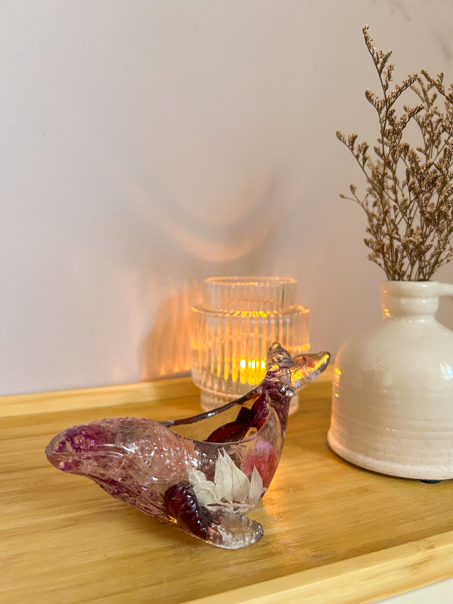 Pink Whale Floral Ring Dish