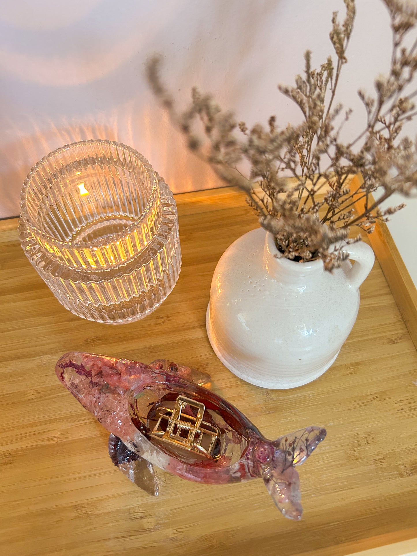 Pink Whale Floral Ring Dish