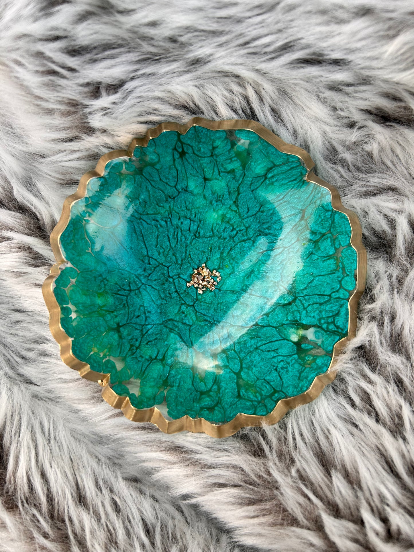 Gold and Teal Jewelry Dish