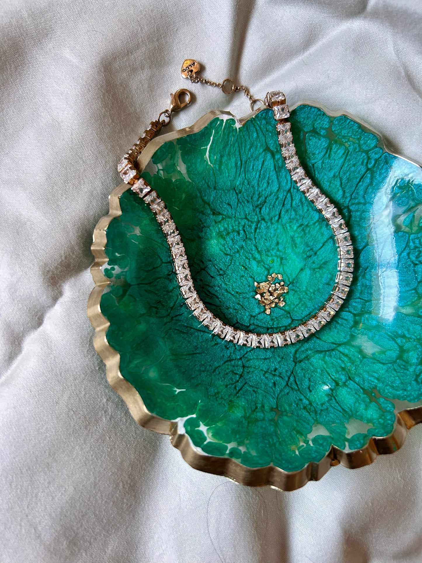 Gold and Teal Jewelry Dish