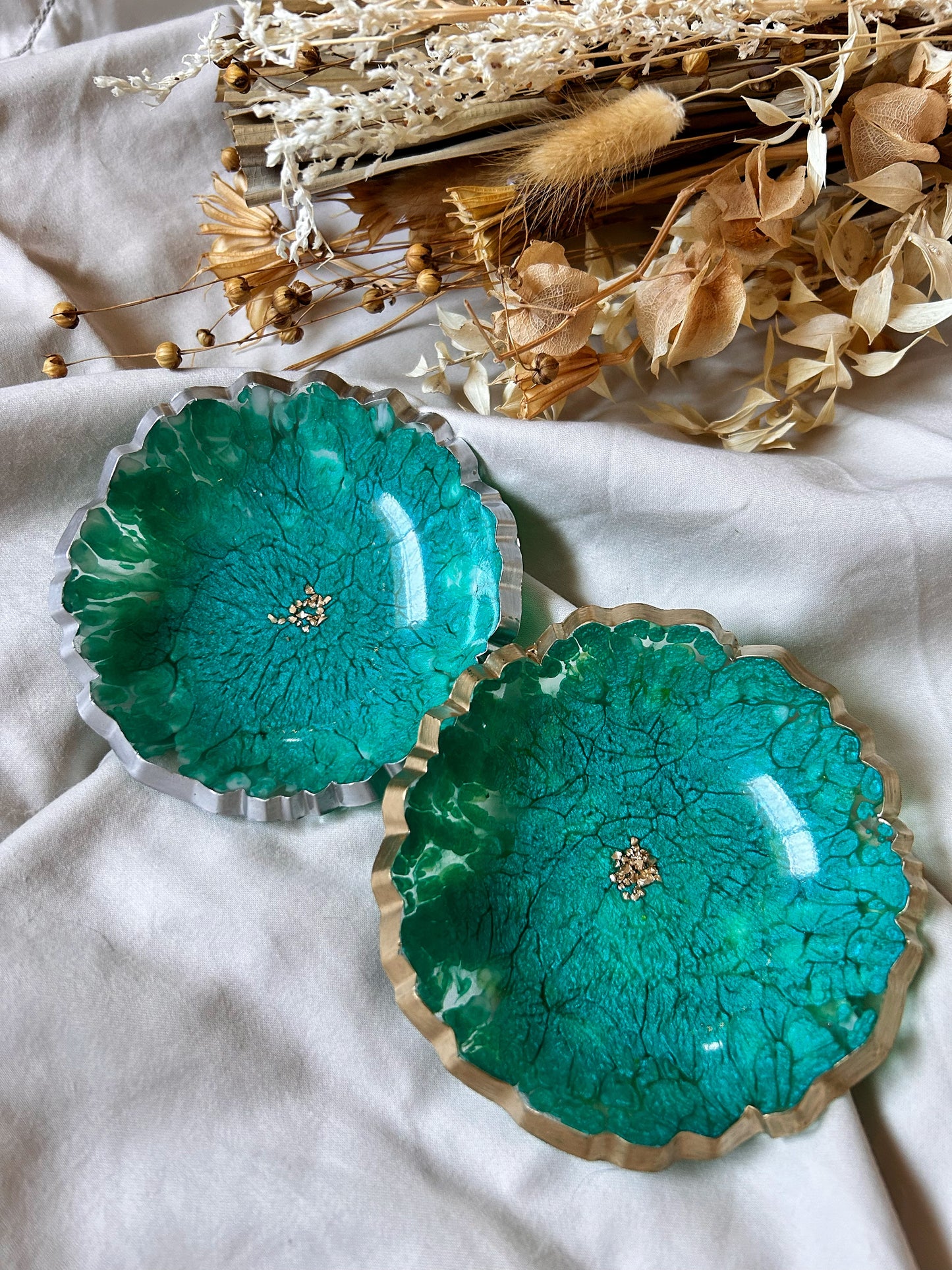 Gold and Teal Jewelry Dish