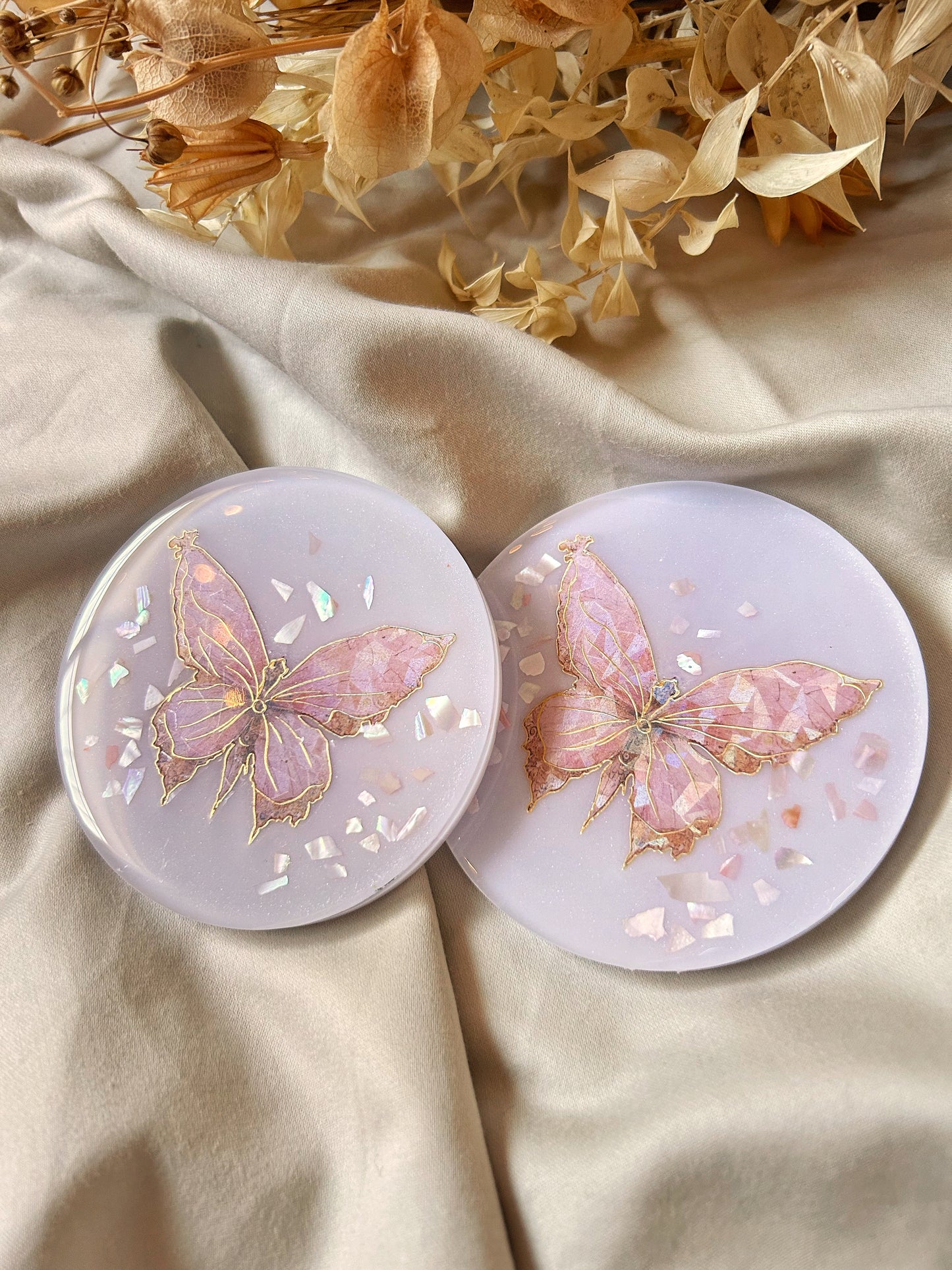 Pink Butterfly Coasters